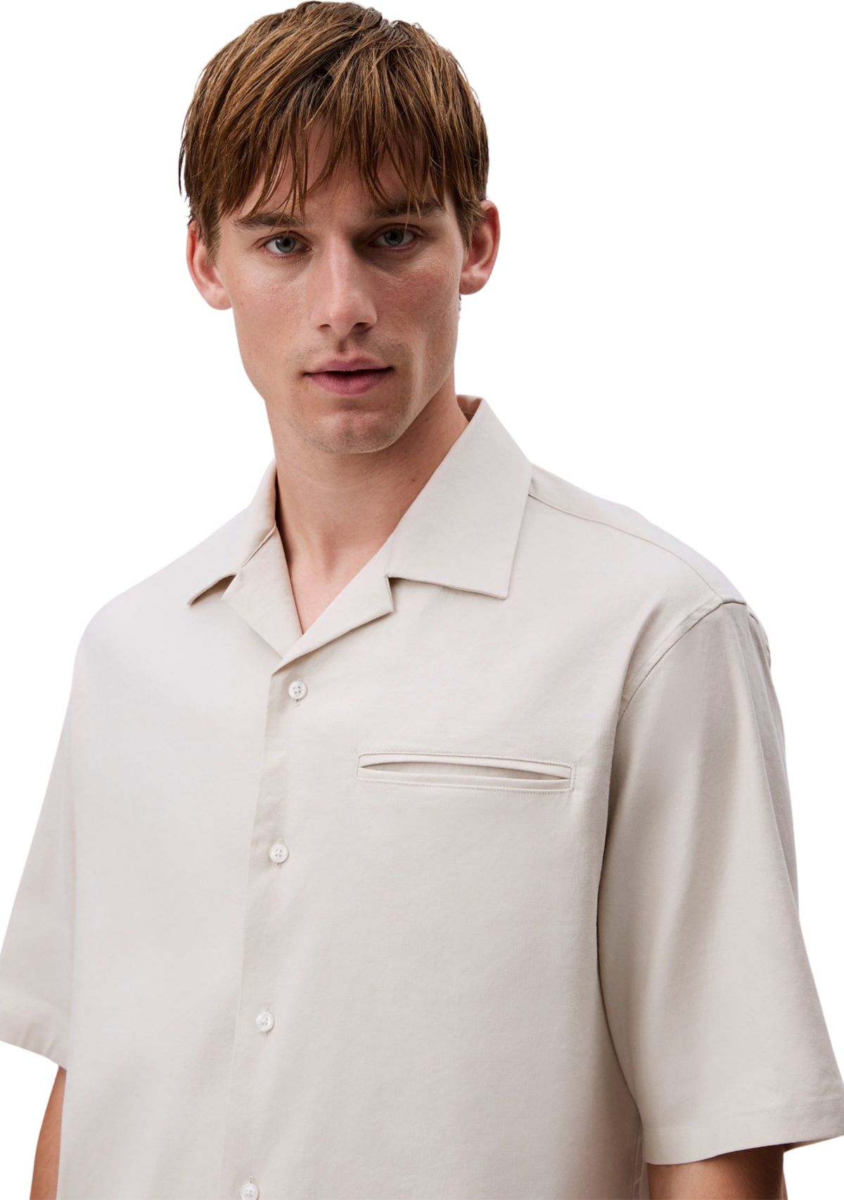 Mens Relaxed Linen Blend Shirt