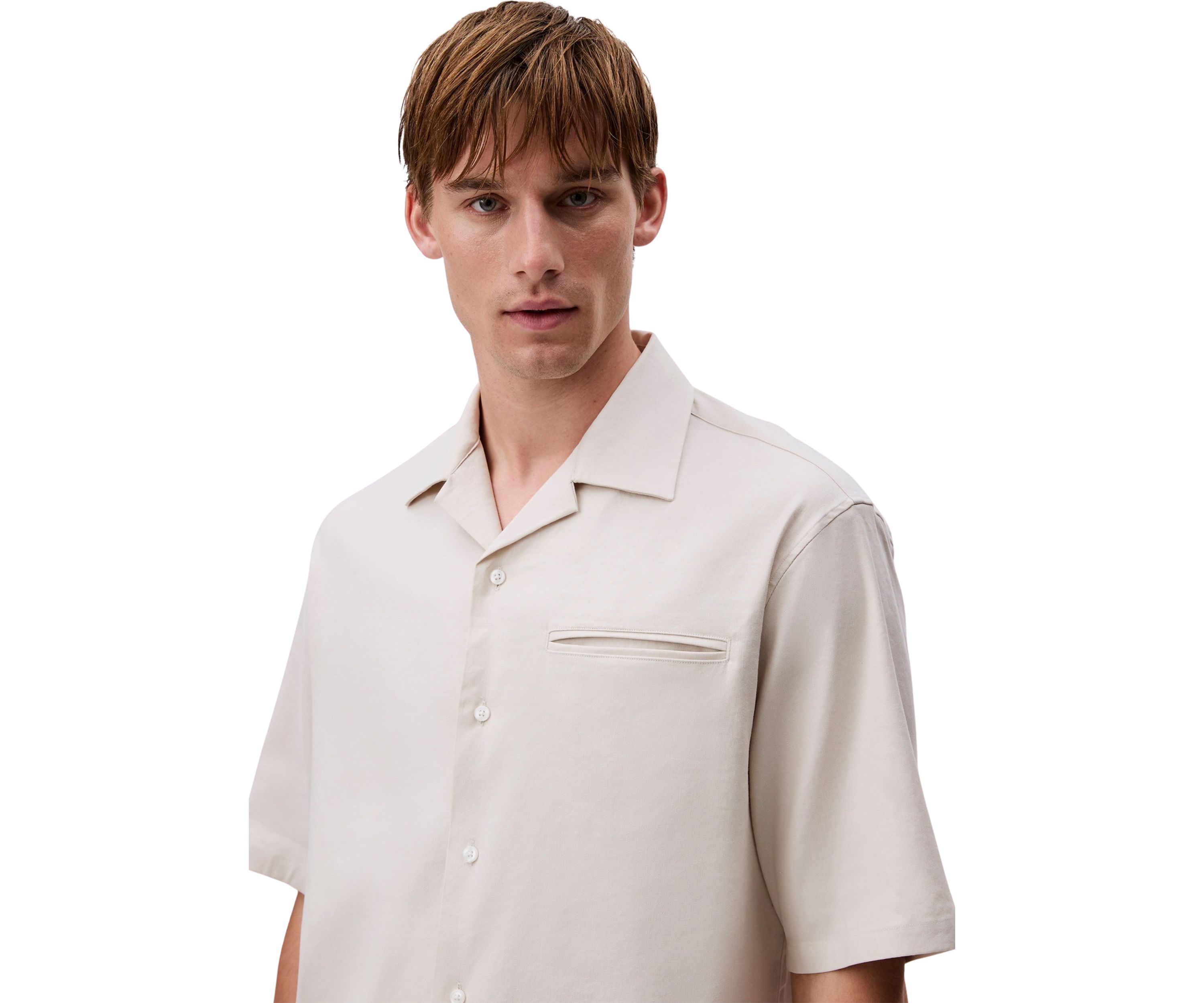 Mens Relaxed Linen Blend Shirt