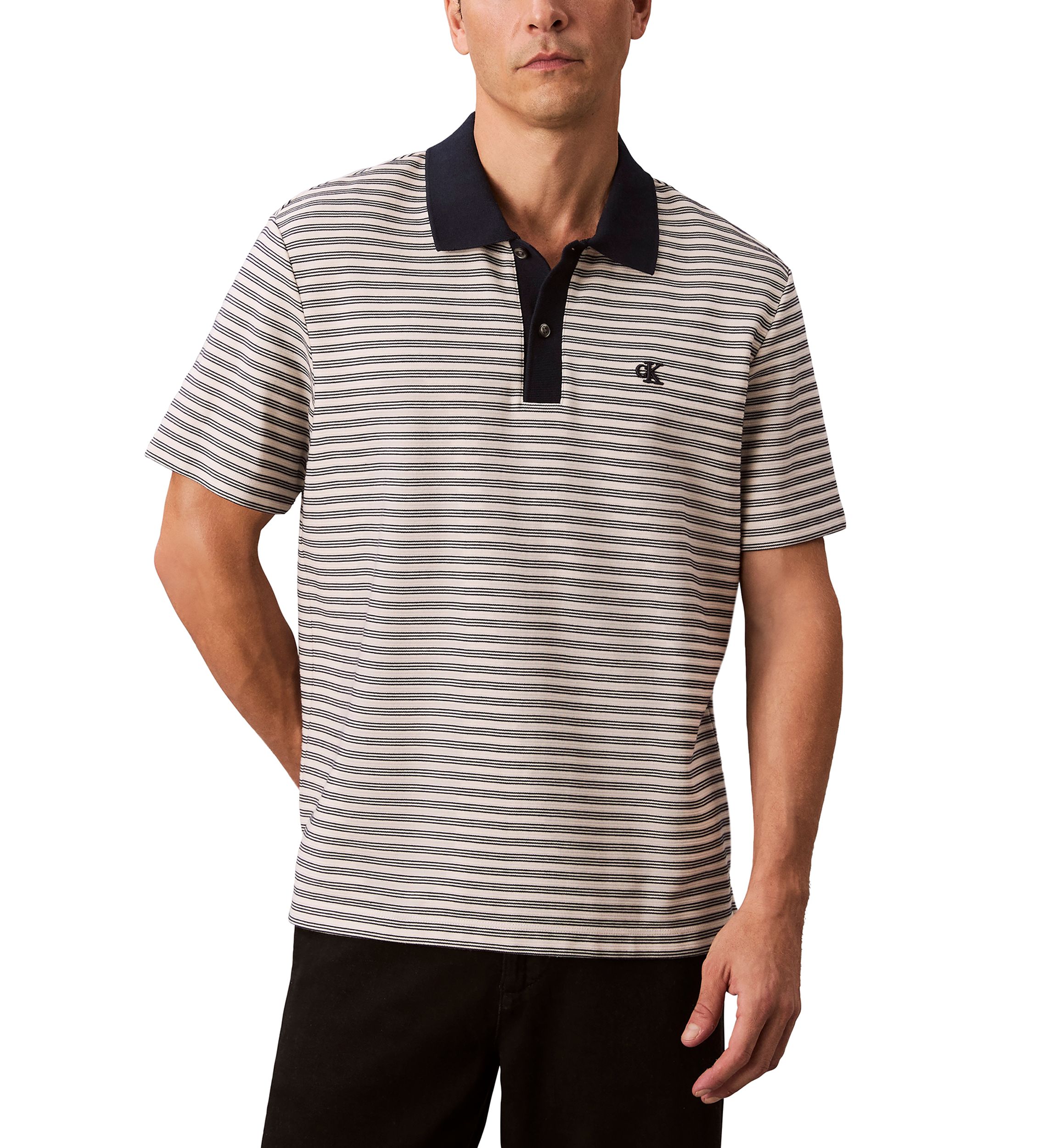 Stripe Short Sleeve Polo Shirt