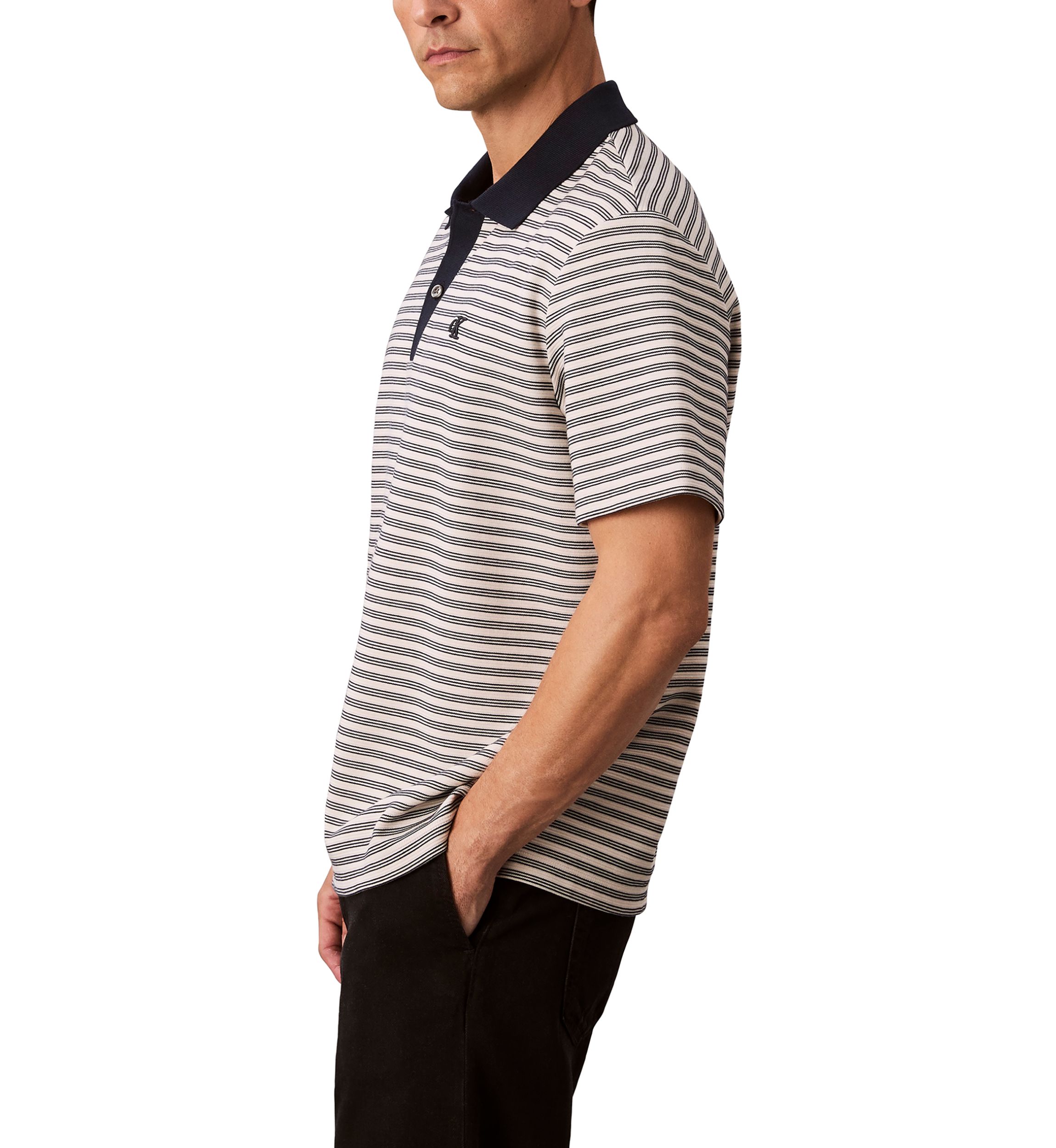 Stripe Short Sleeve Polo Shirt