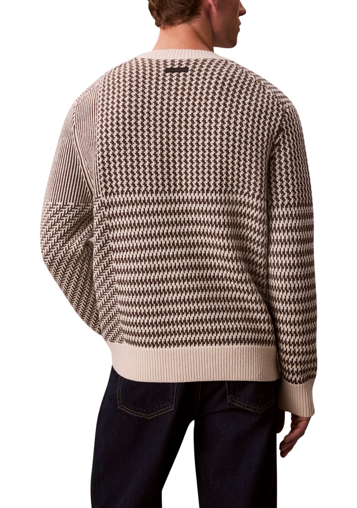 Long Sleeve Crewneck Patterned Sweater