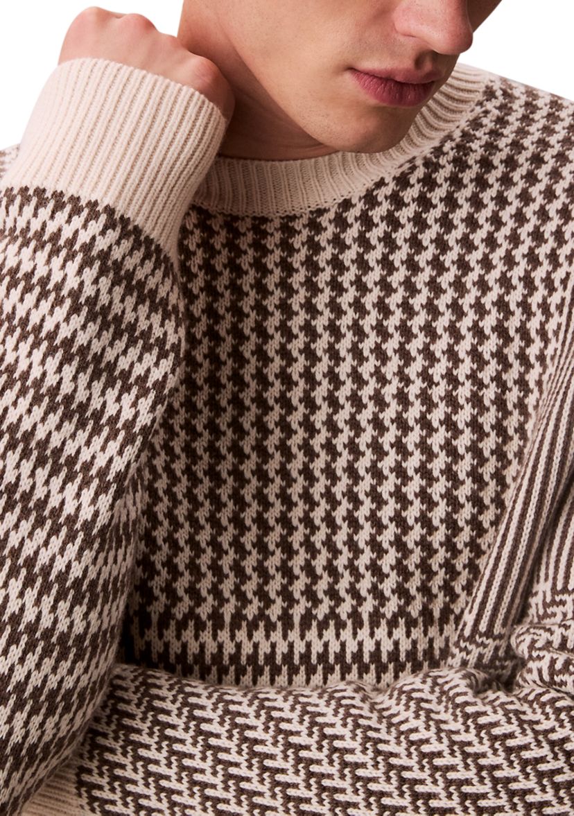 Long Sleeve Crewneck Patterned Sweater