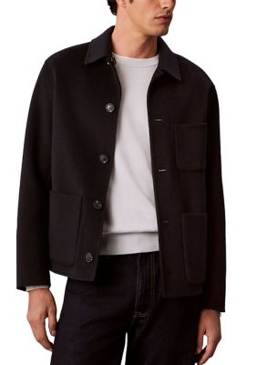 Calvin Klein Men's Double-Faced Wool Blend Reversible Chore Jacket, XL