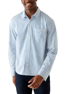 Calvin Klein Men's Cotton Satin Relaxed Shirt, White, Medium