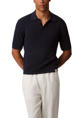 Calvin Klein Men's Smooth Cotton Waffle Polo Shirt, 2XL