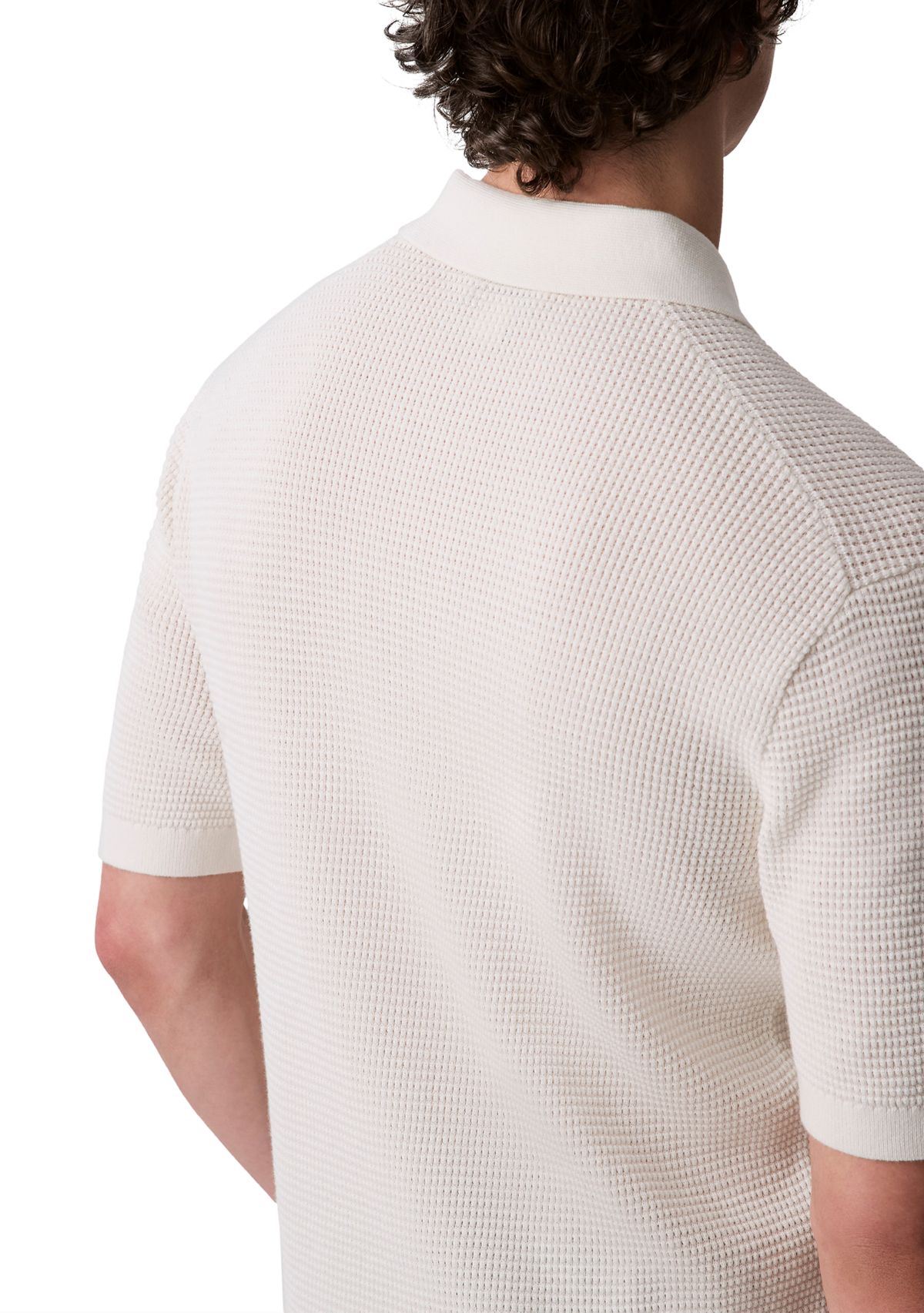 Mens Smooth Cotton Waffle Polo Shirt