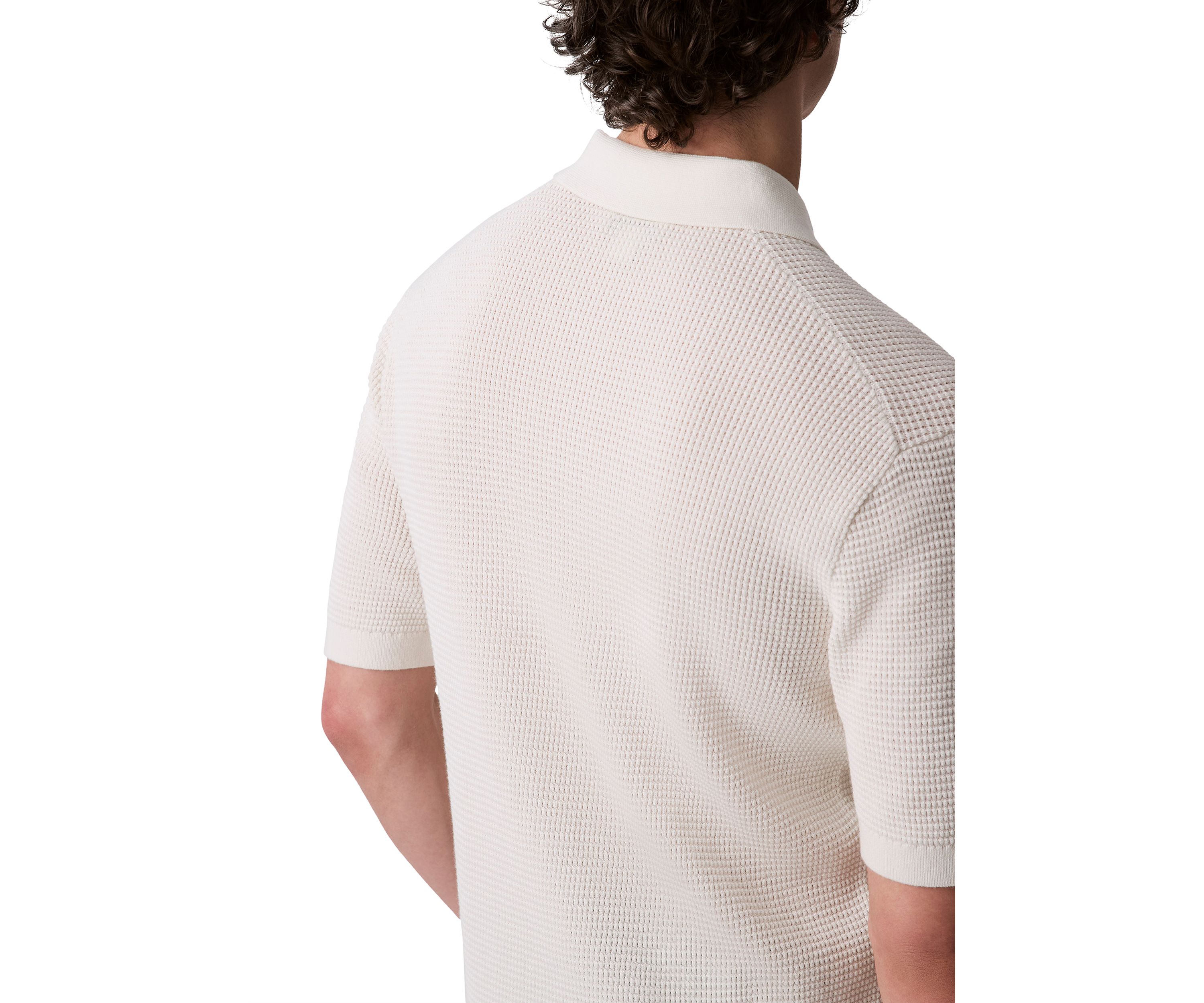 Mens Smooth Cotton Waffle Polo Shirt