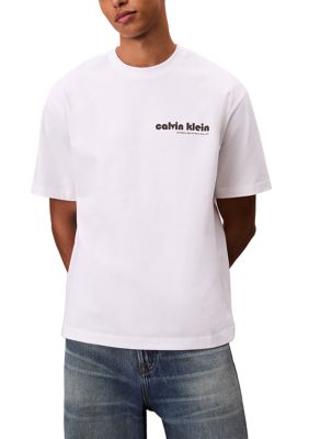 Calvin Klein Men's Logo Relaxed T-Shirt, White, Medium