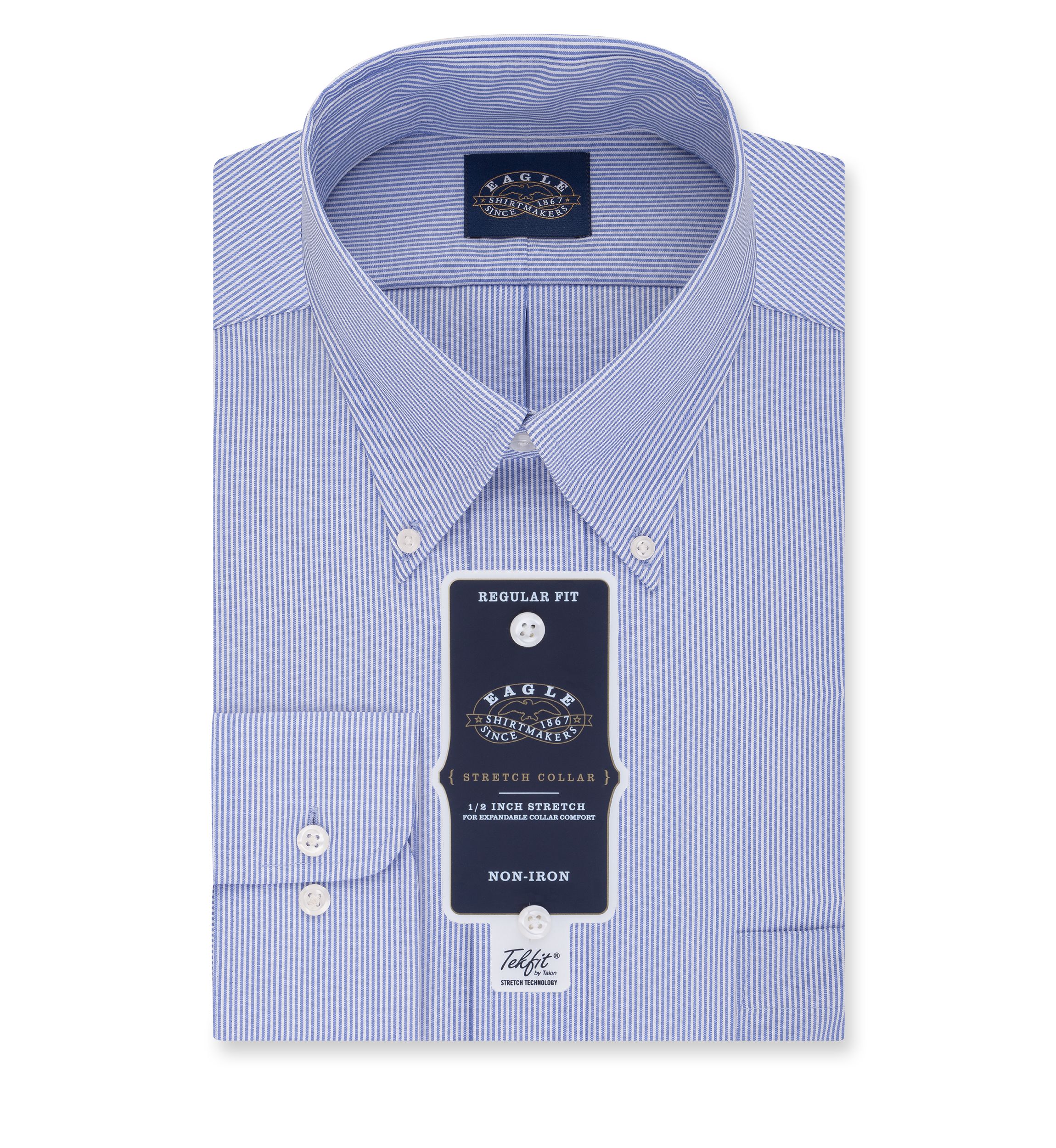 Mens Non Iron Regular Fit Stretch Collar Dress Shirt