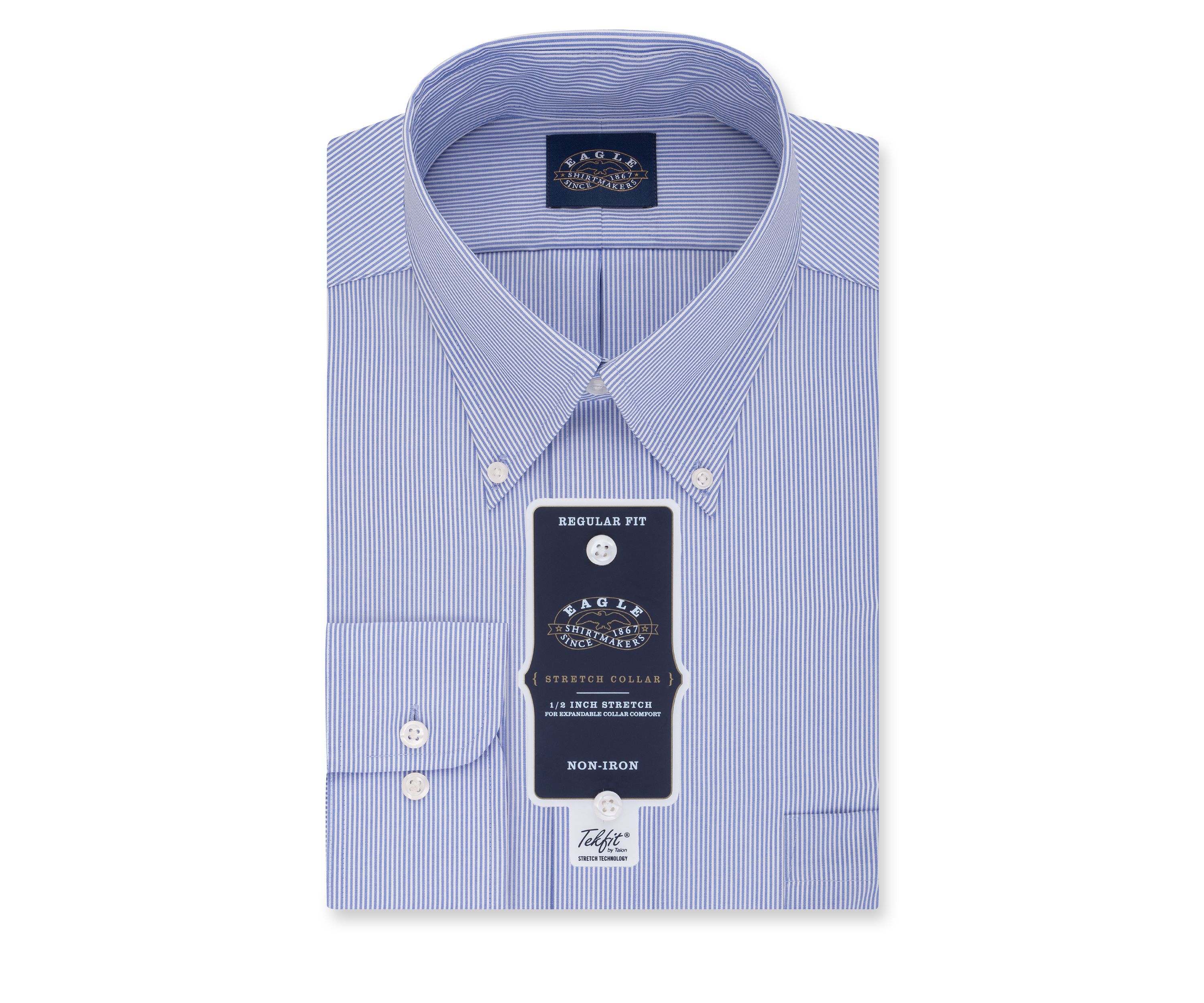 Mens Non Iron Regular Fit Stretch Collar Dress Shirt