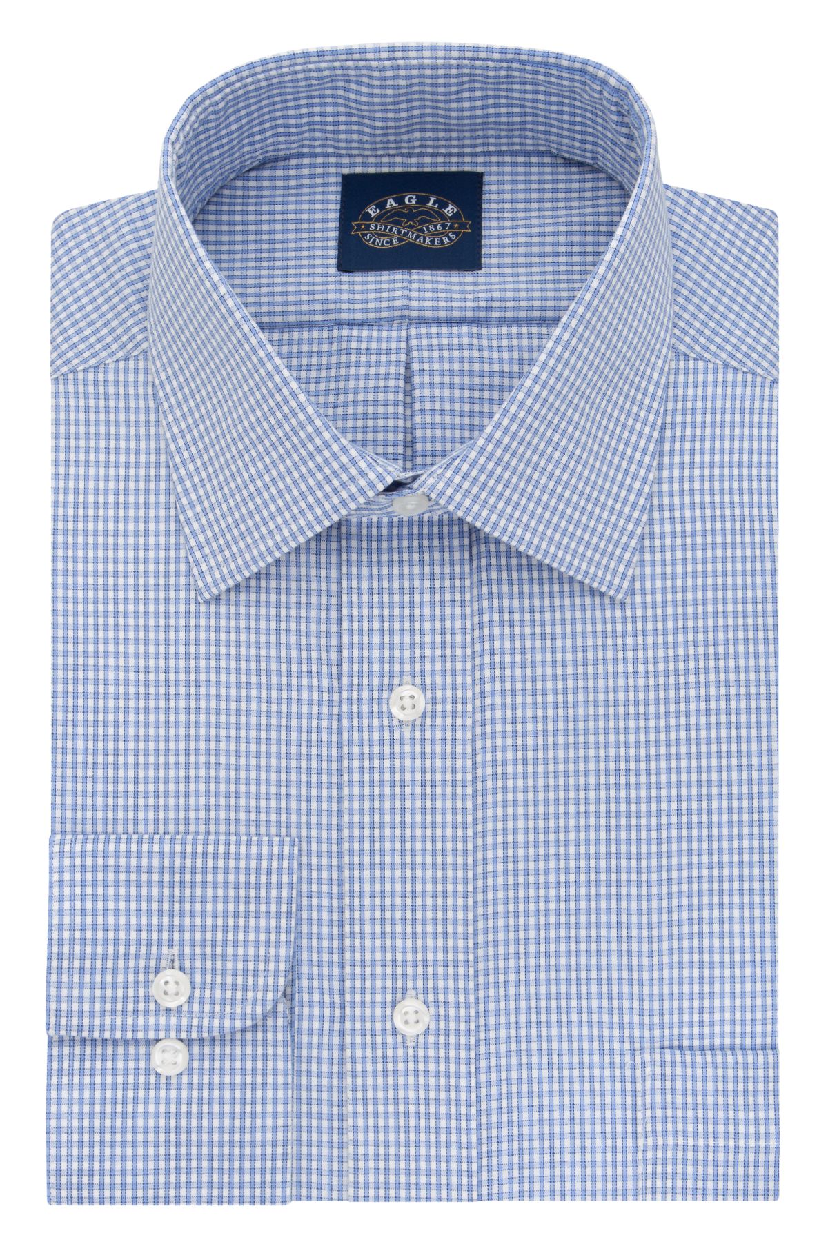 BLUE GRID CHECK SPREAD TALL:18.5 35-36:ROYAL BLUE