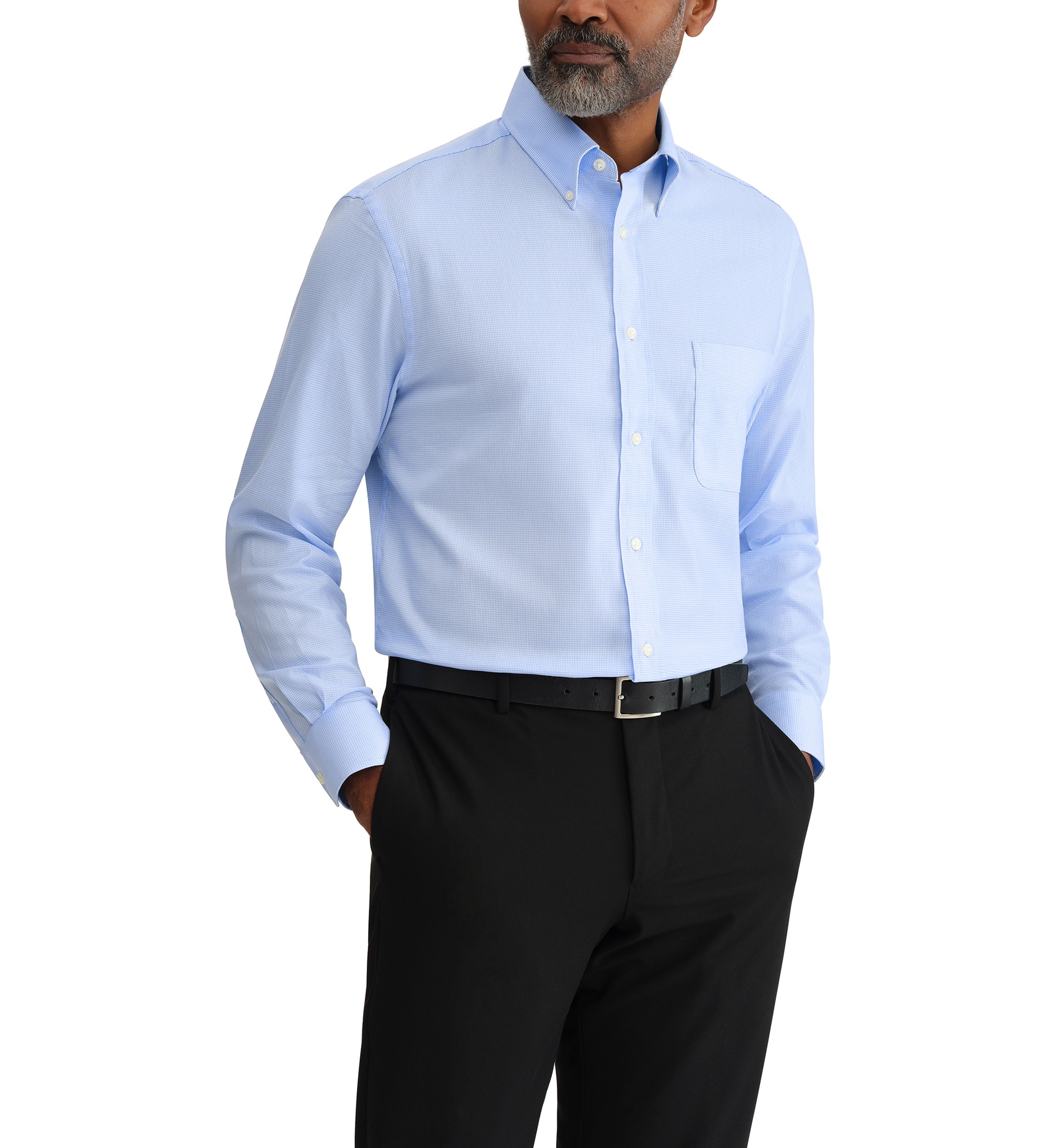 michael strahan modern fit dress shirt Michael Strahan Modern Fit Performance 4-Way Stretch Long Sleeve Sport Shirt  at CoolSprings Galleria in Franklin, TN