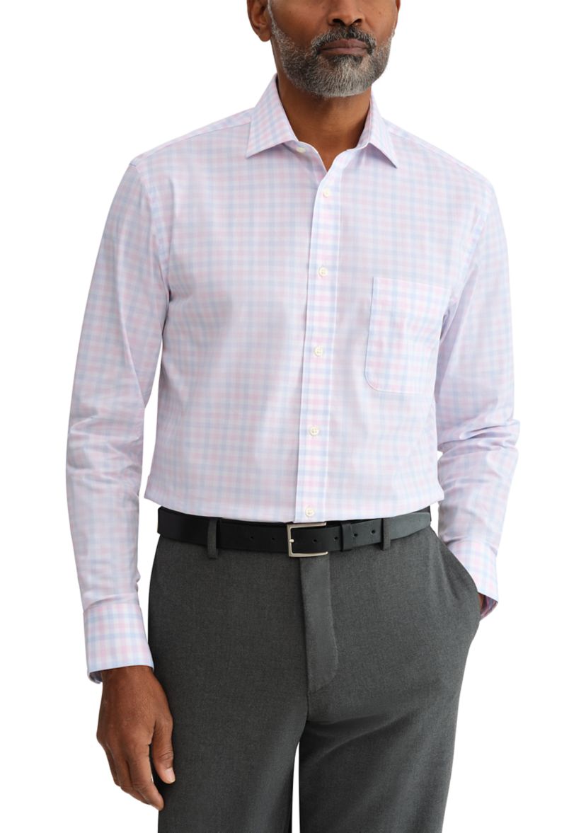 michael strahan dress shirts Collection by Michael Strahan Men's Check Print Dress Shirt, Pink, 16