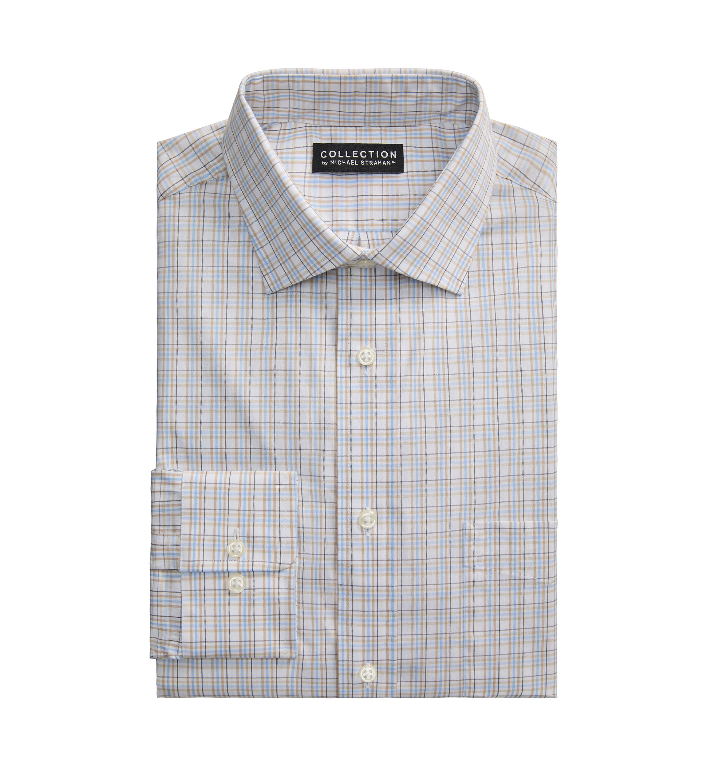 michael strahan modern fit dress shirt Michael Strahan Modern Fit Performance 4-Way Stretch Long Sleeve Sport Shirt  at CoolSprings Galleria in Franklin, TN