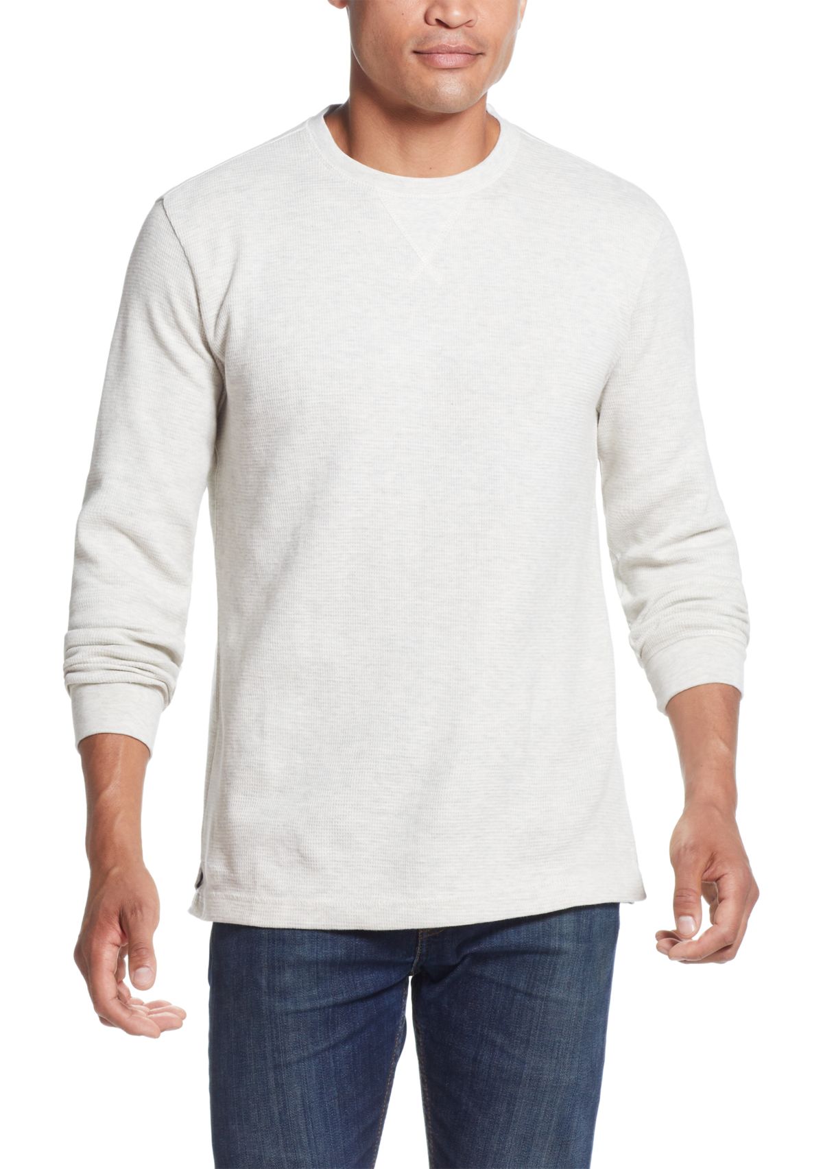 Mens Waffle Knit Crew Neck Shirt