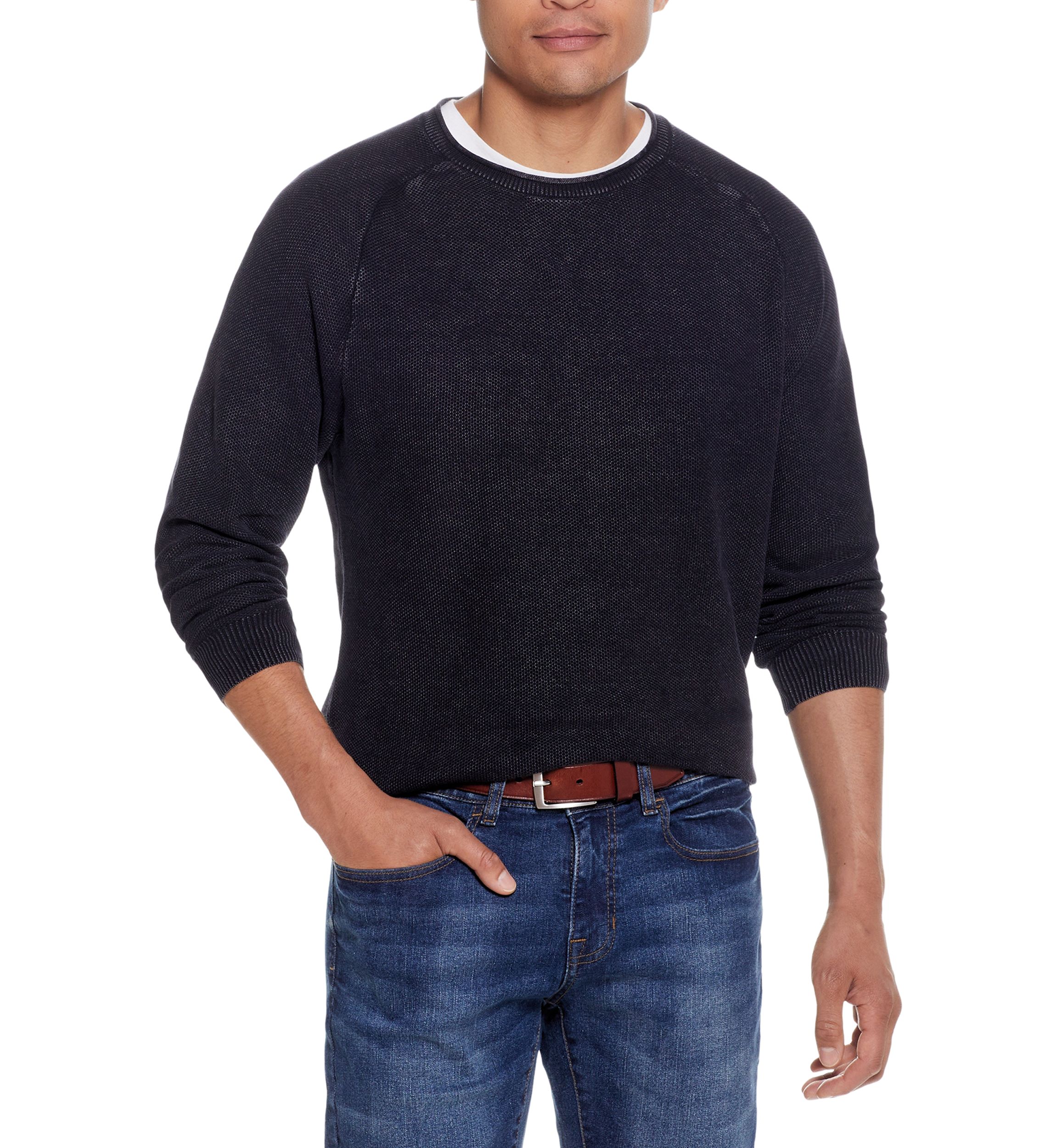 Textured Stone Wash Roll Neck Sweater 