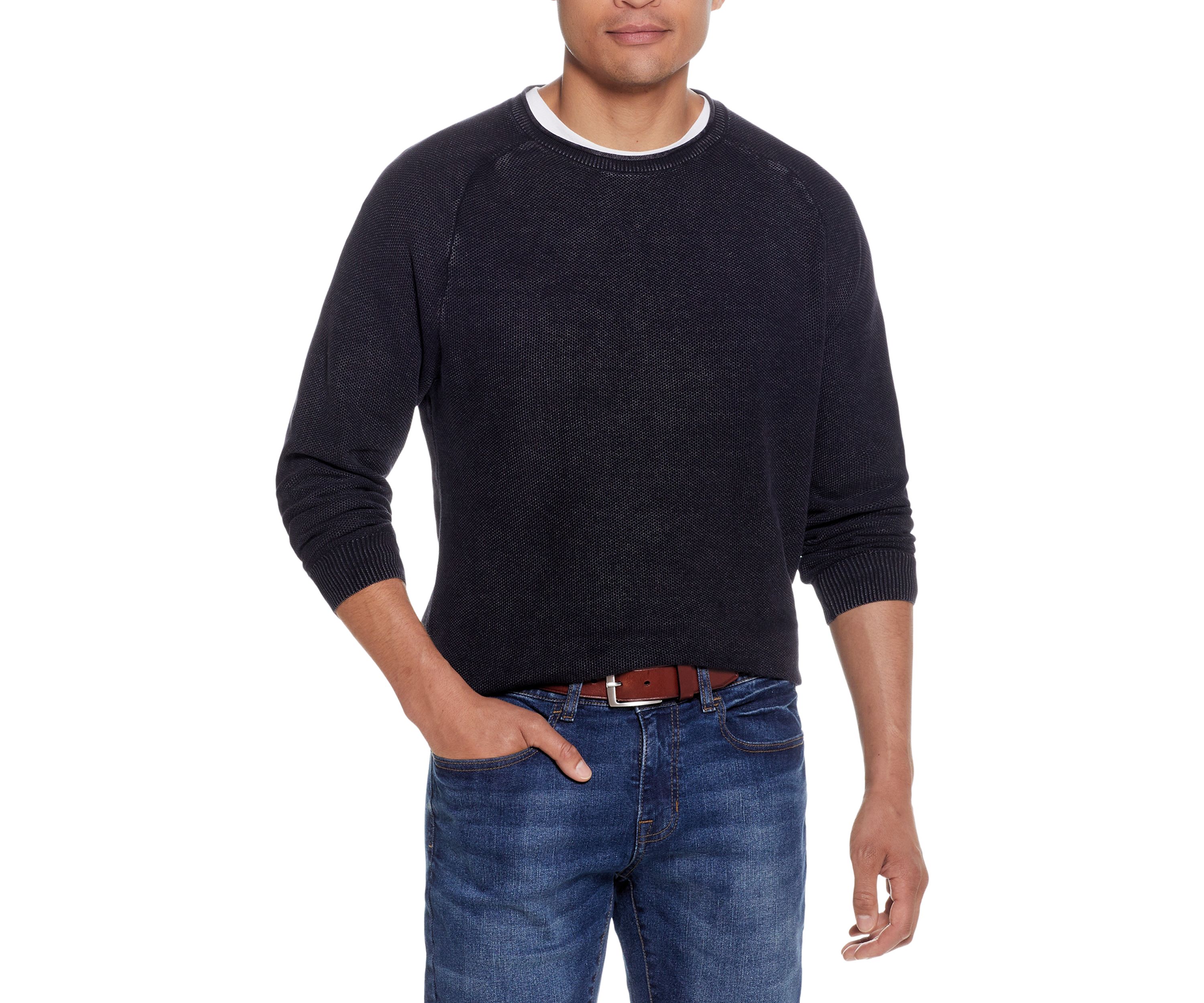 Textured Stone Wash Roll Neck Sweater 