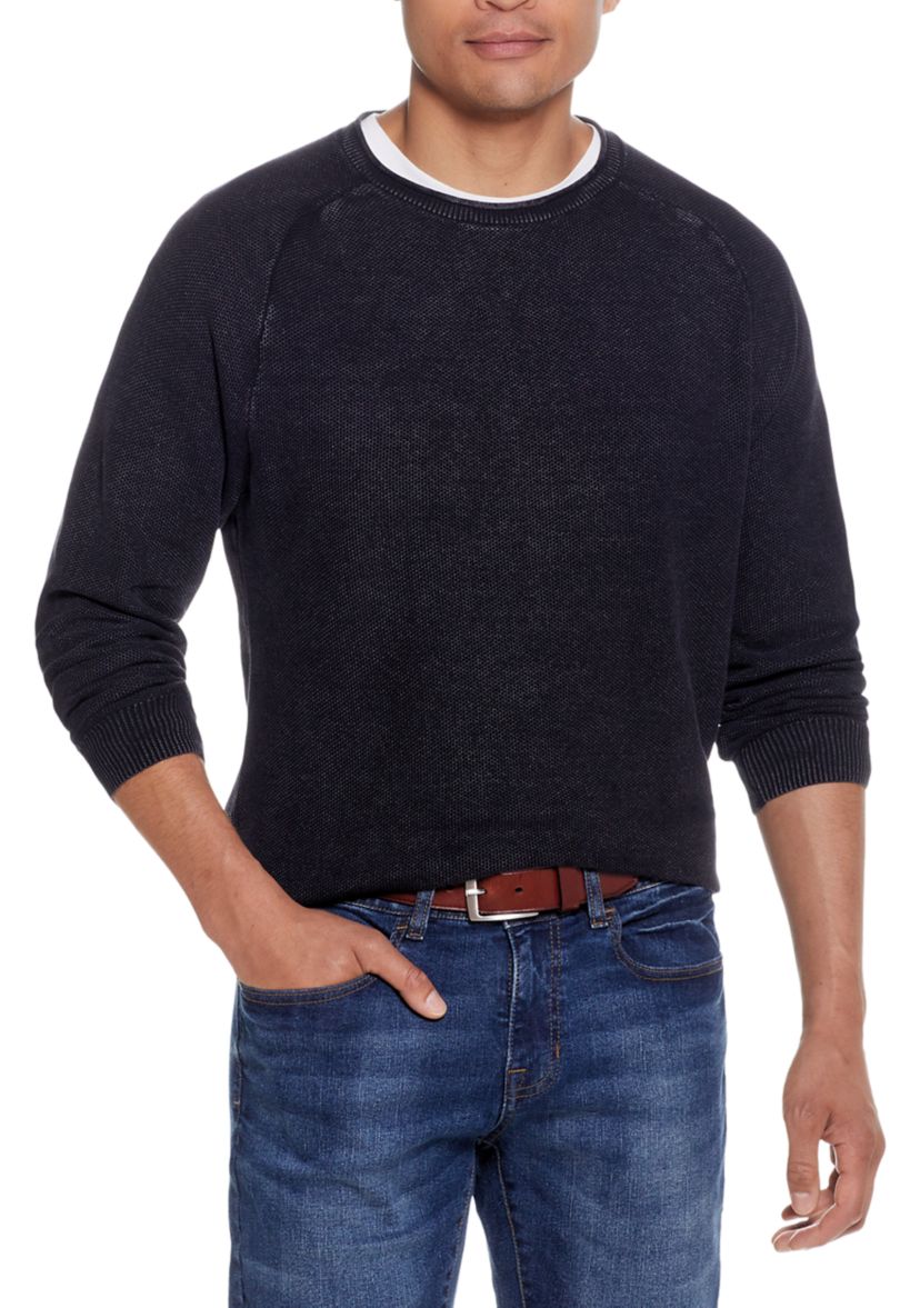 Textured Stone Wash Roll Neck Sweater 