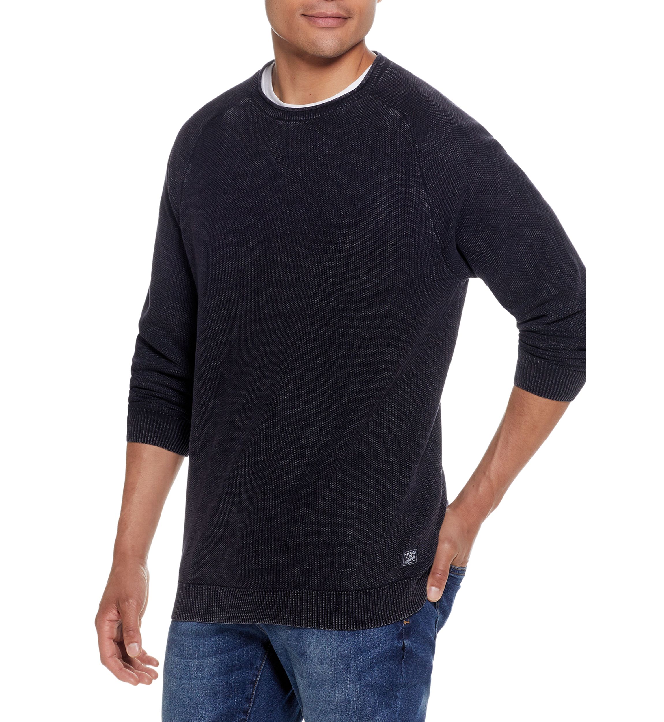 Textured Stone Wash Roll Neck Sweater 