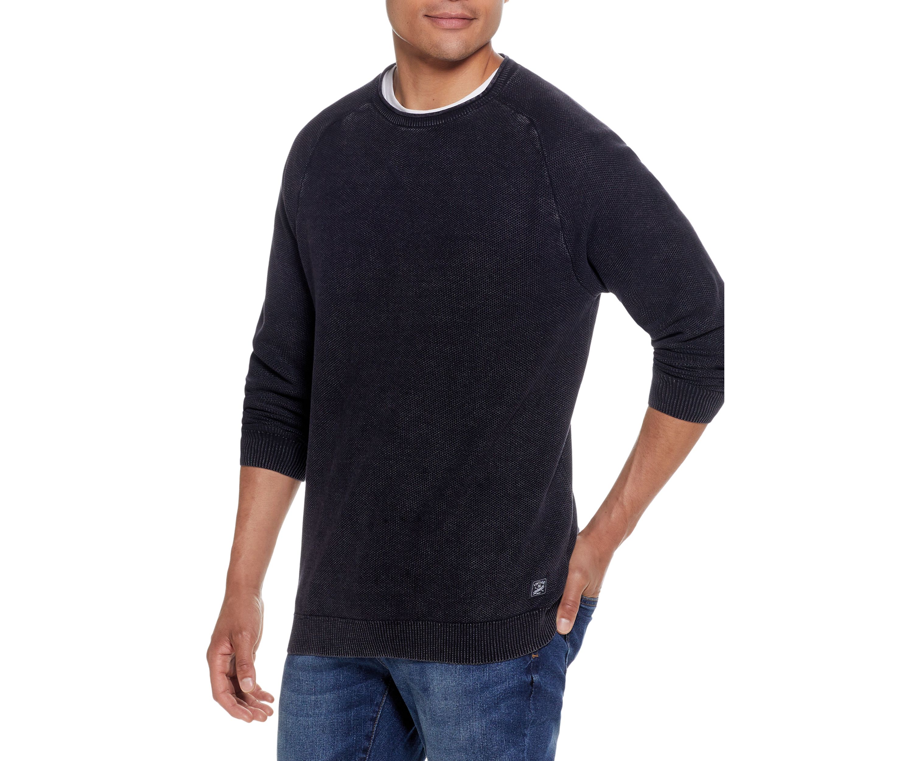 Textured Stone Wash Roll Neck Sweater 