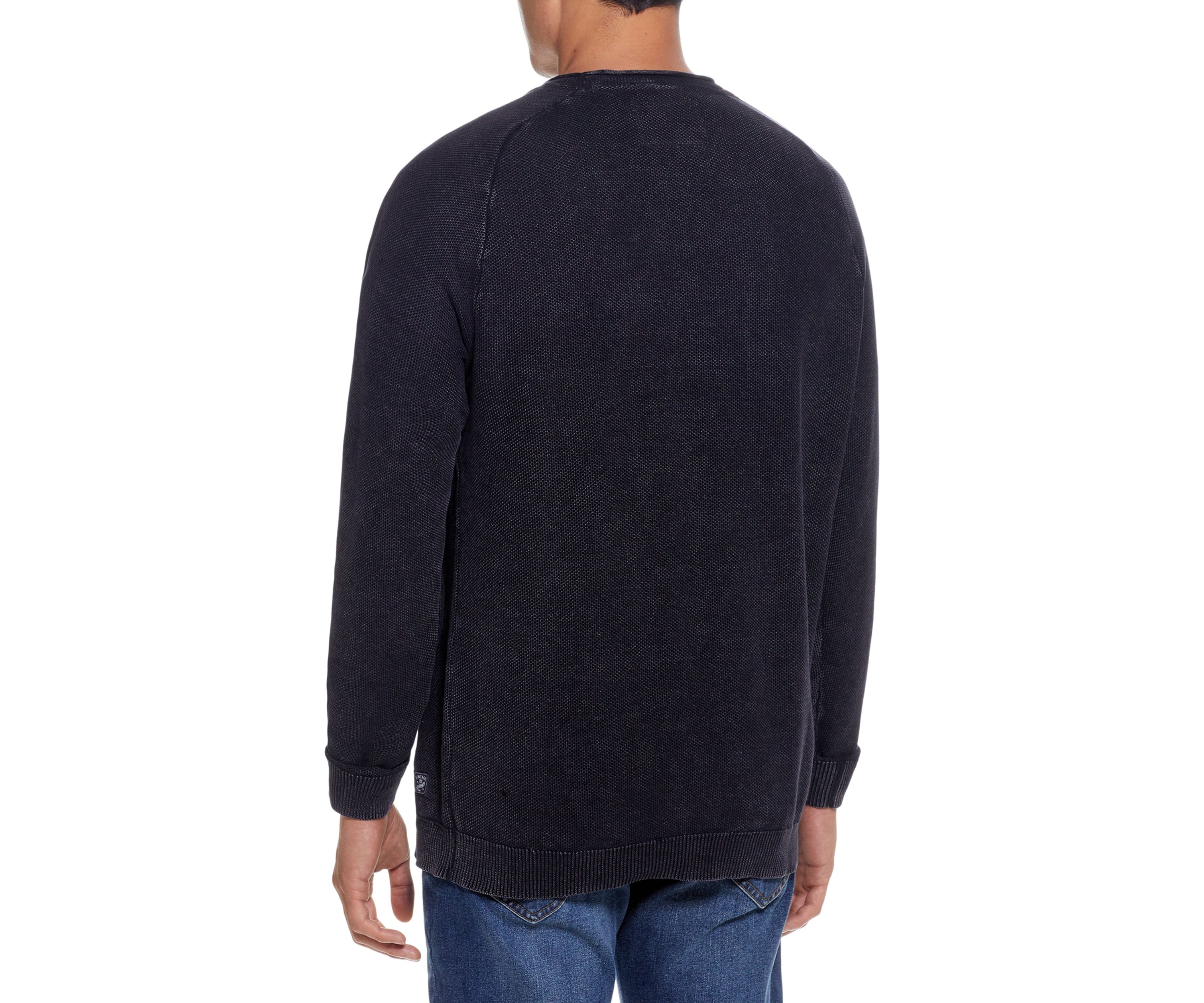 Textured Stone Wash Roll Neck Sweater 