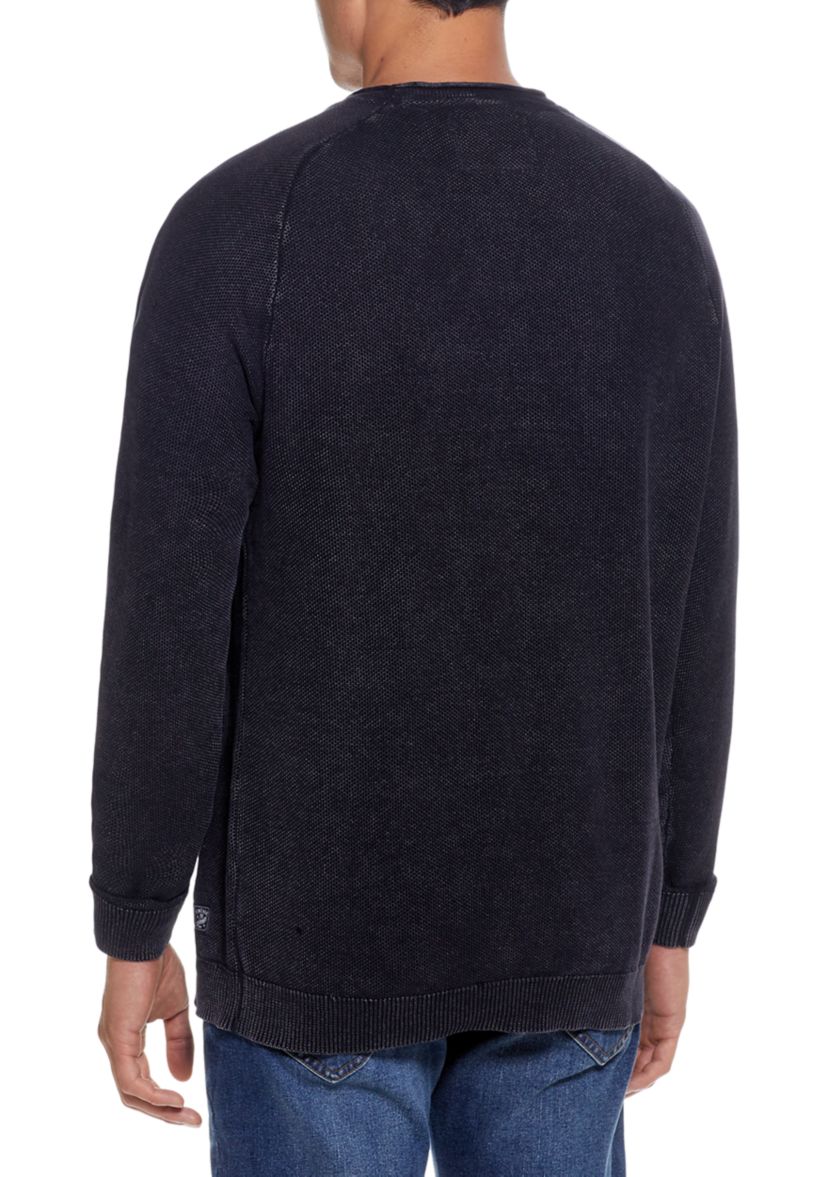 Textured Stone Wash Roll Neck Sweater 