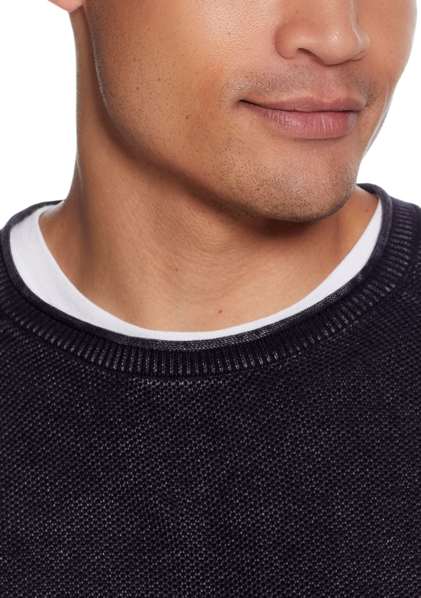 Textured Stone Wash Roll Neck Sweater 
