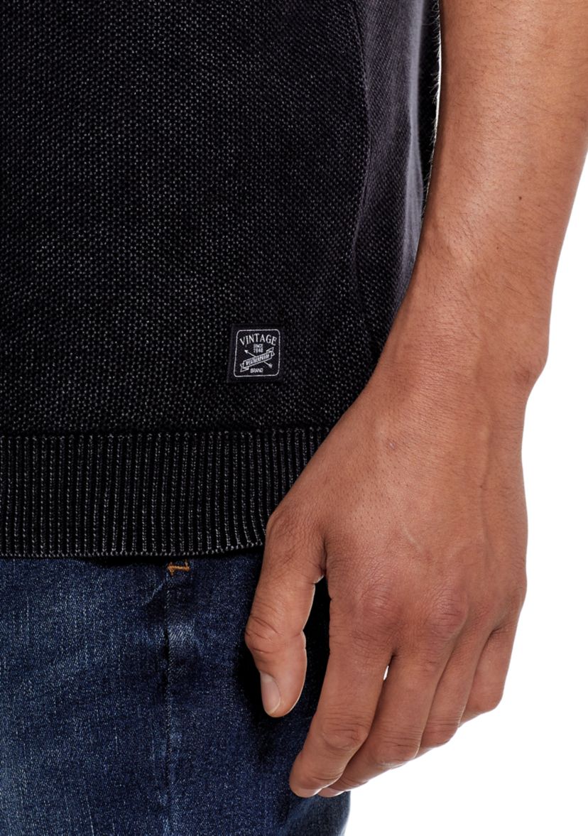 Textured Stone Wash Roll Neck Sweater 
