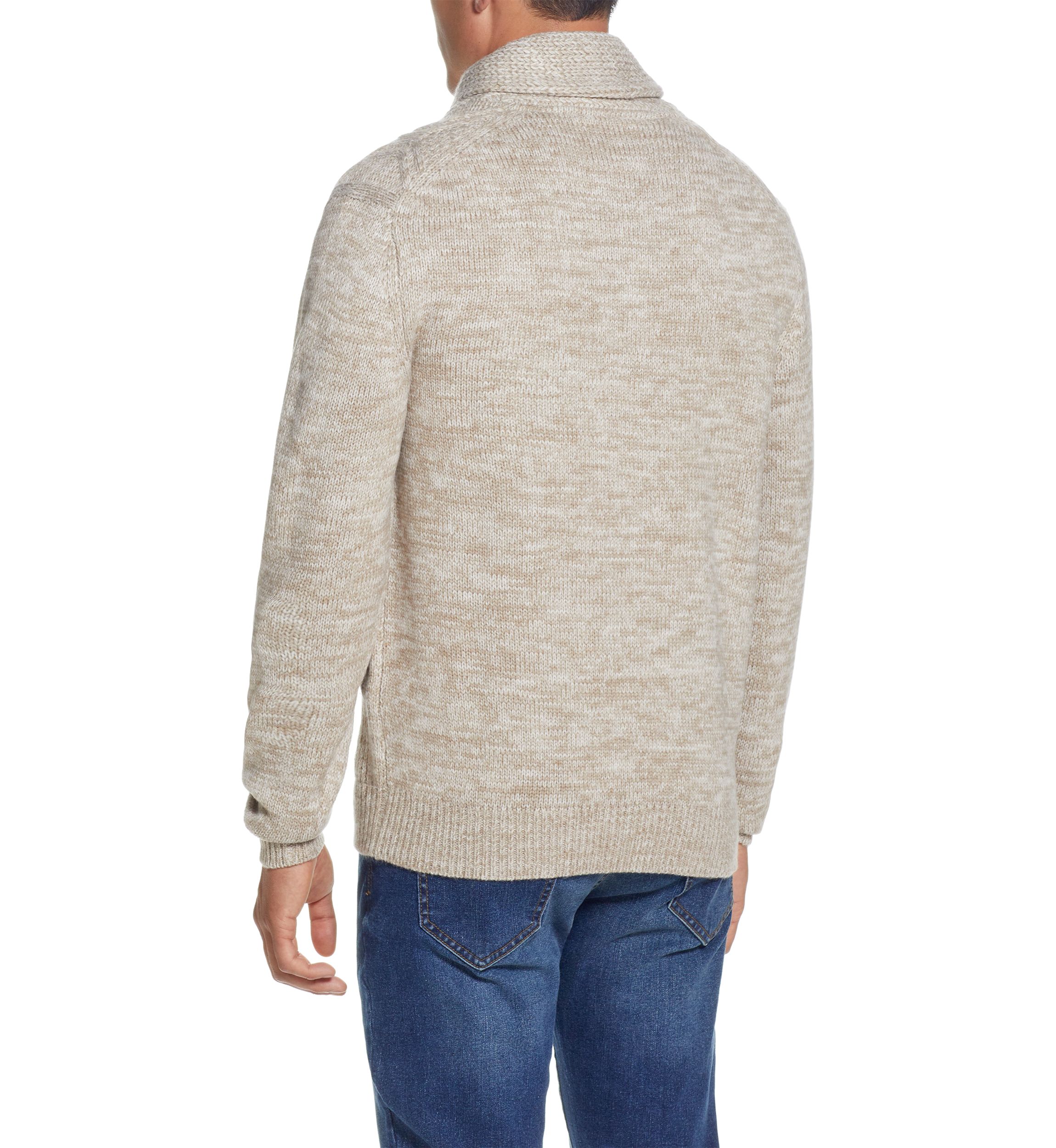 Mens Cable Knit Shawl Collar Sweater