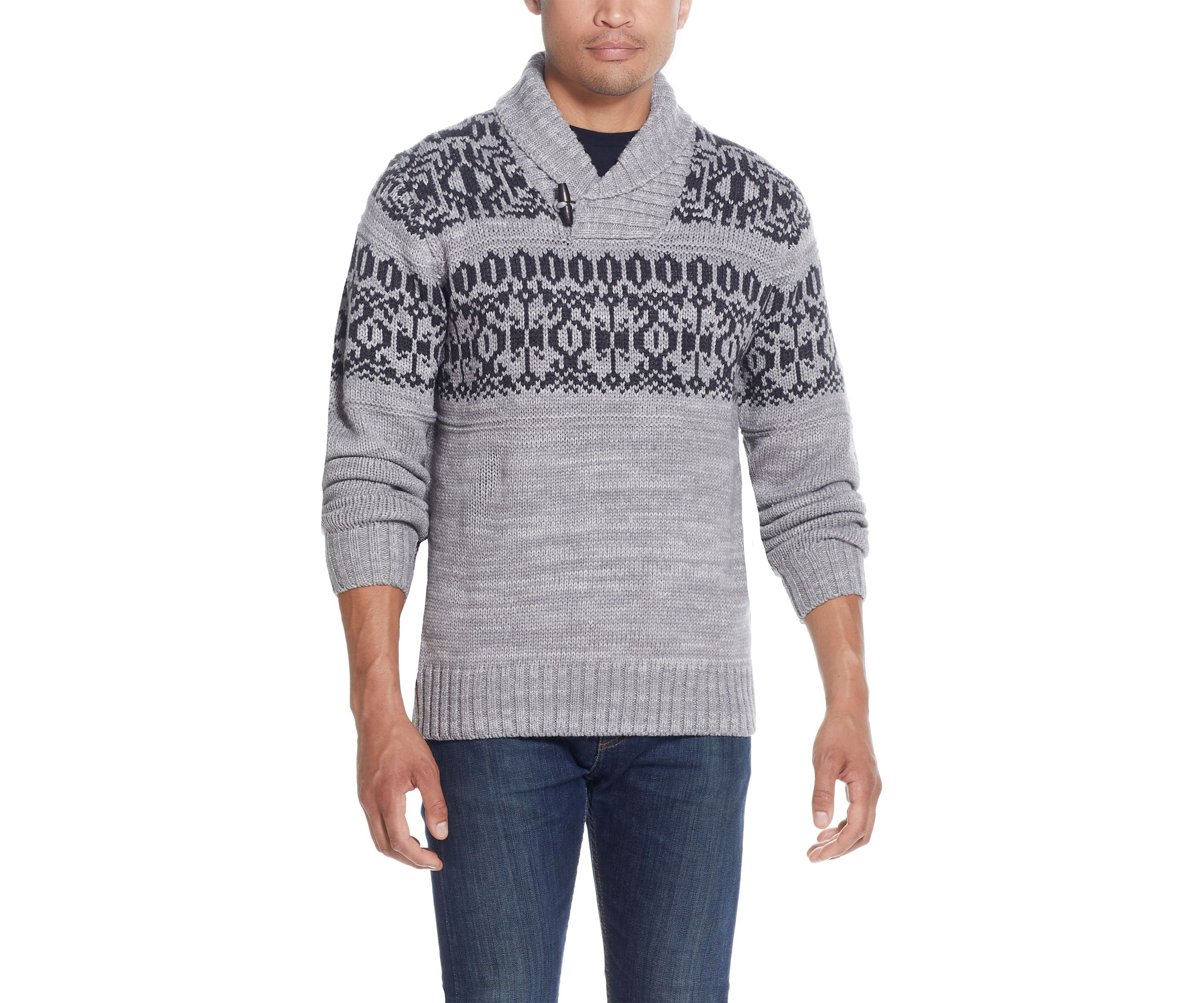 Norwegian Toggle Shawl Collar Fisherman Sweater 