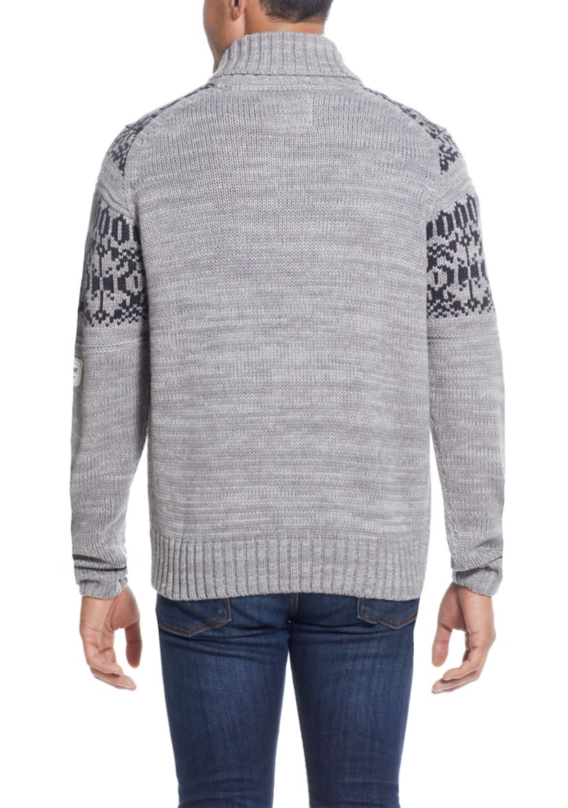 Norwegian Toggle Shawl Collar Fisherman Sweater 