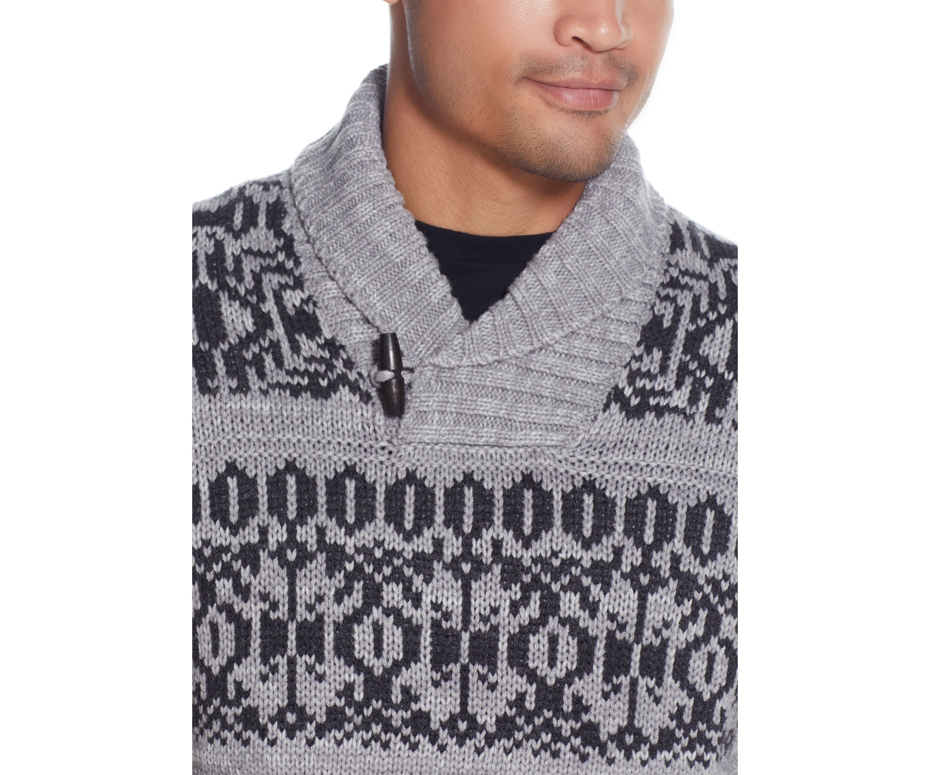 Norwegian Toggle Shawl Collar Fisherman Sweater 