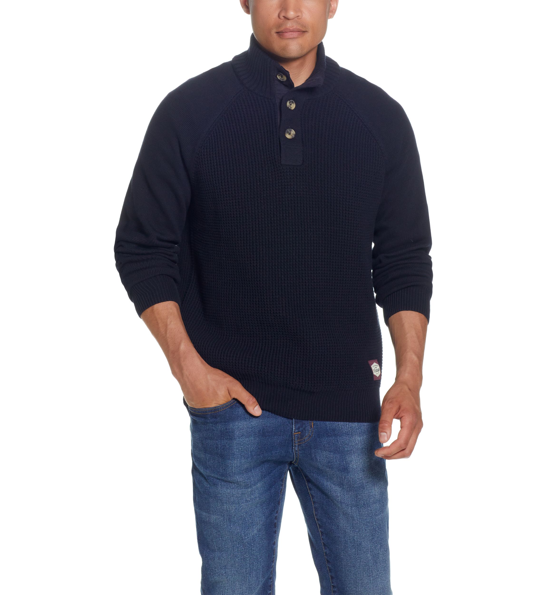 Mens Button Mock Neck Sweater