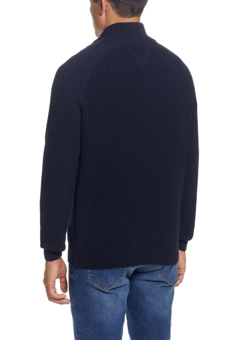 Mens Button Mock Neck Sweater