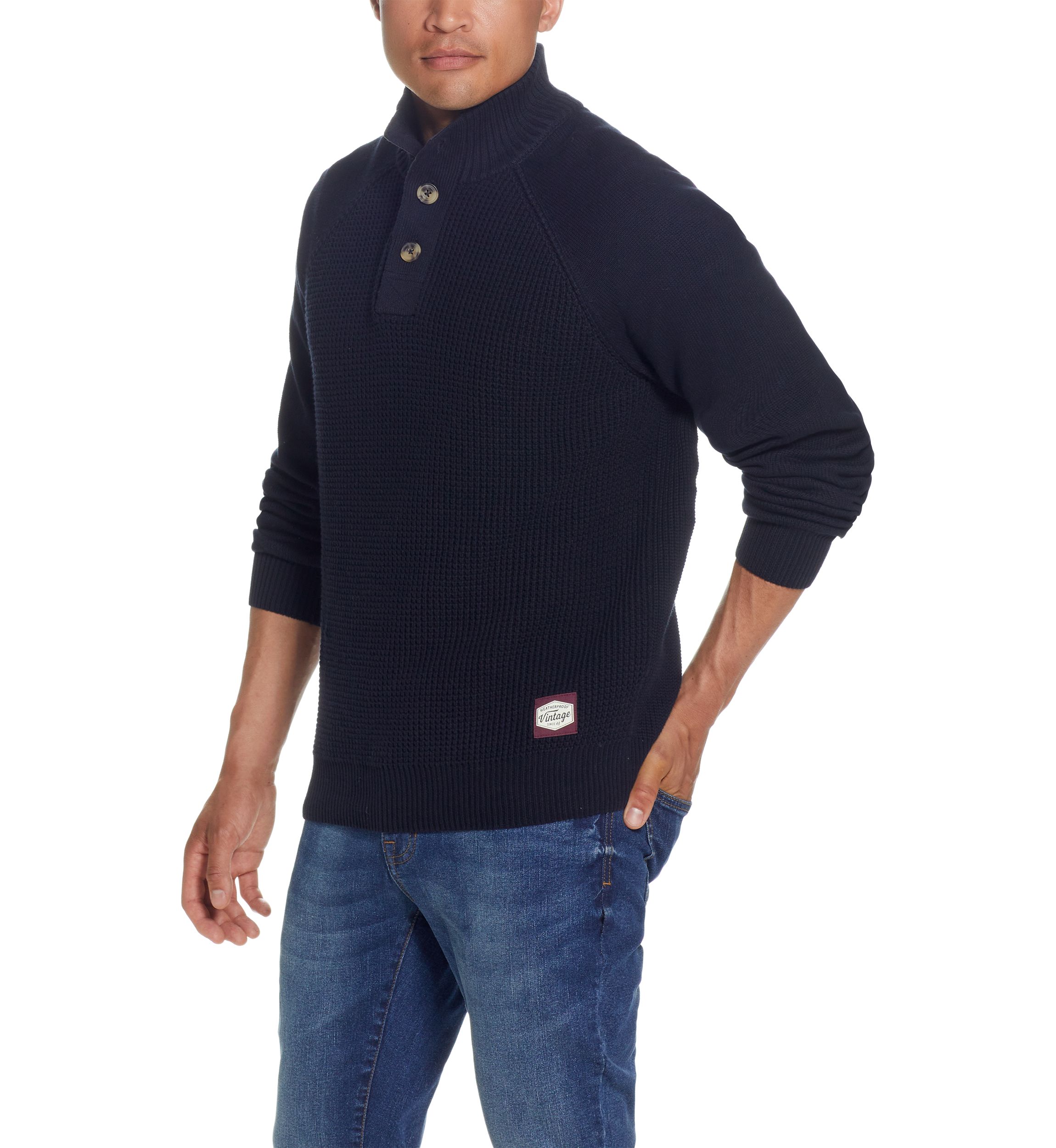 Mens Button Mock Neck Sweater