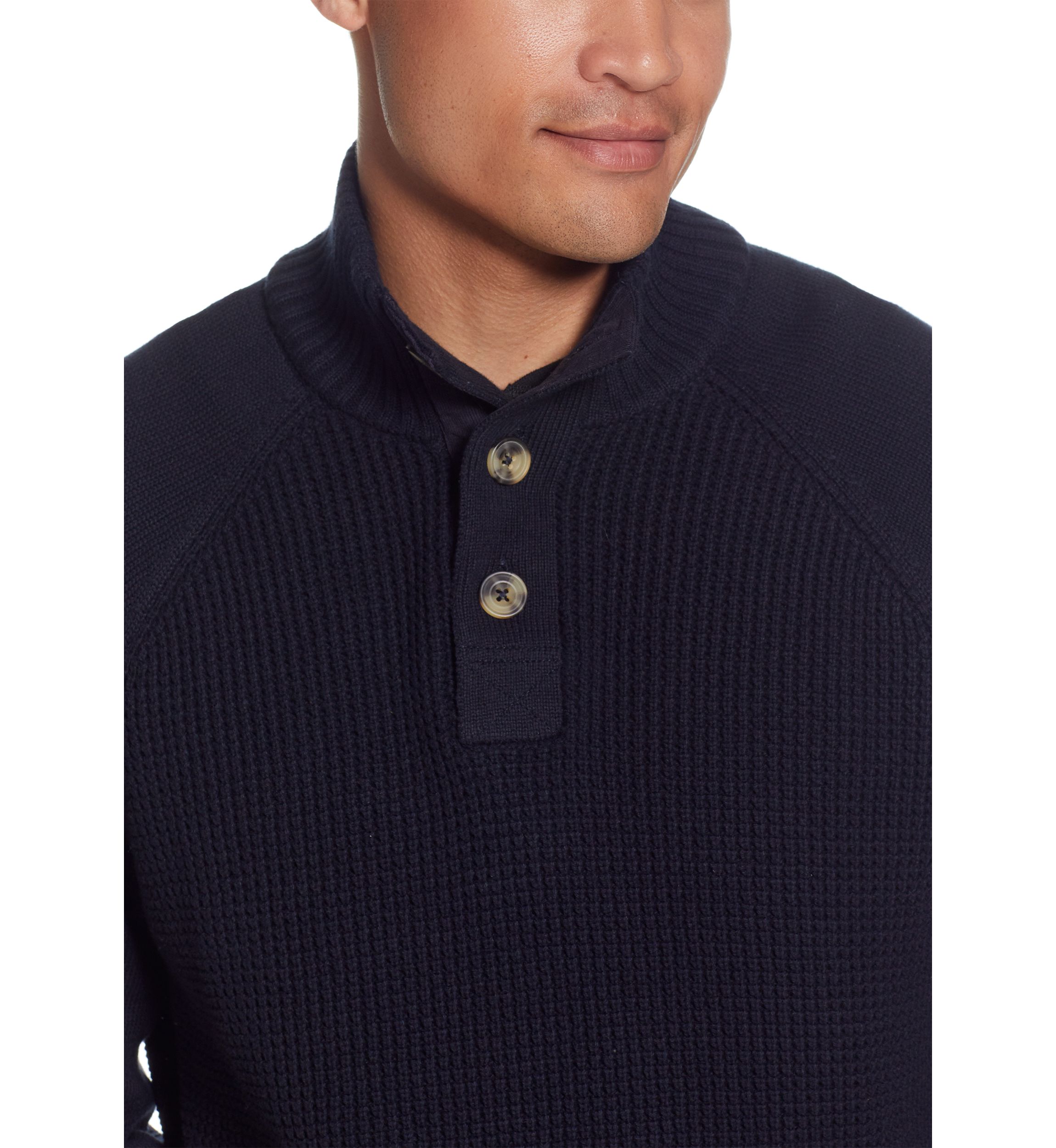 Mens Button Mock Neck Sweater