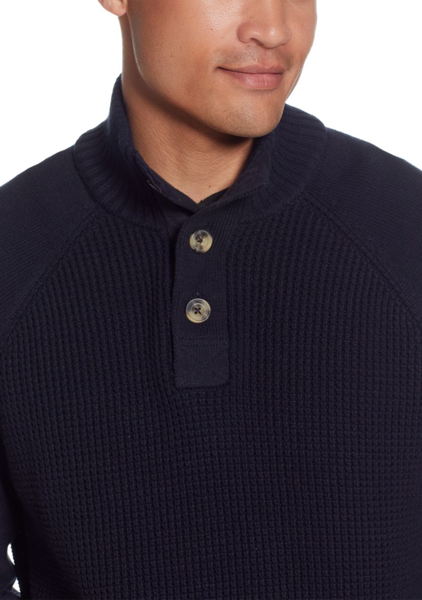 Mens Button Mock Neck Sweater