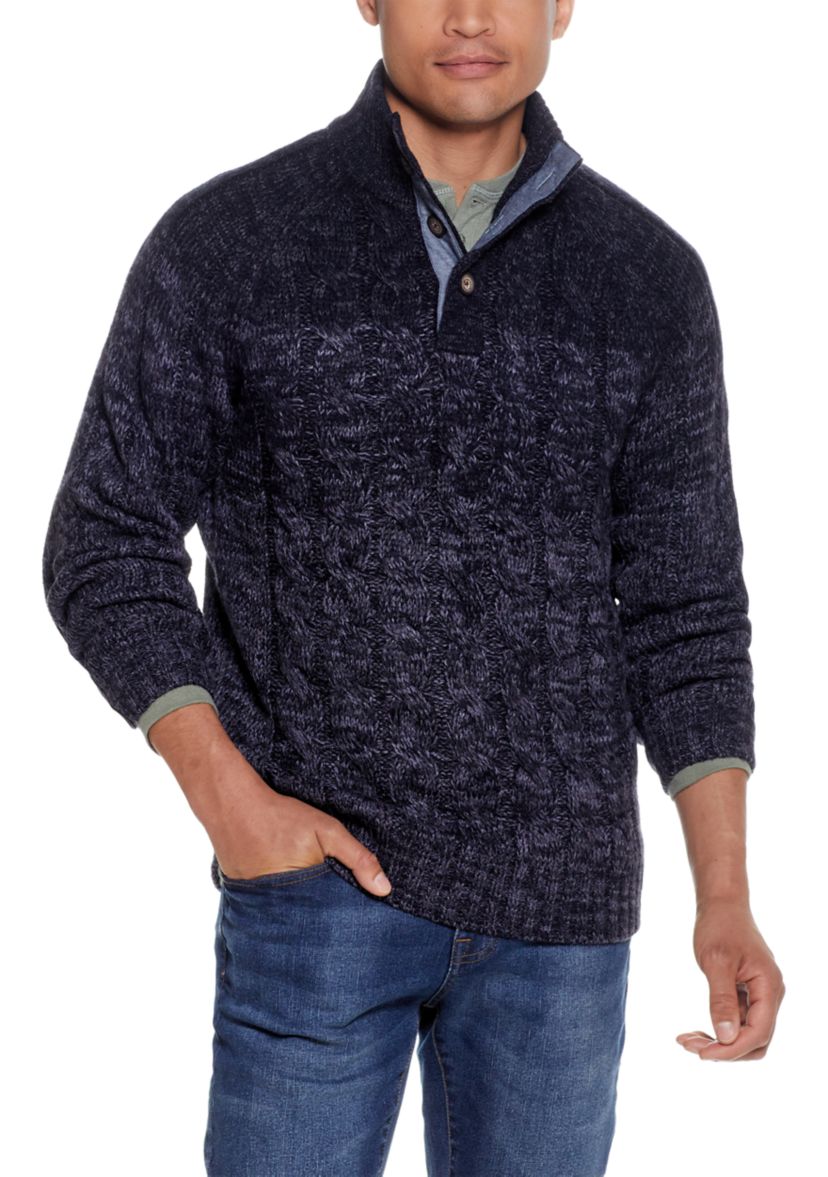 Long Sleeve Button Mock Sweater 