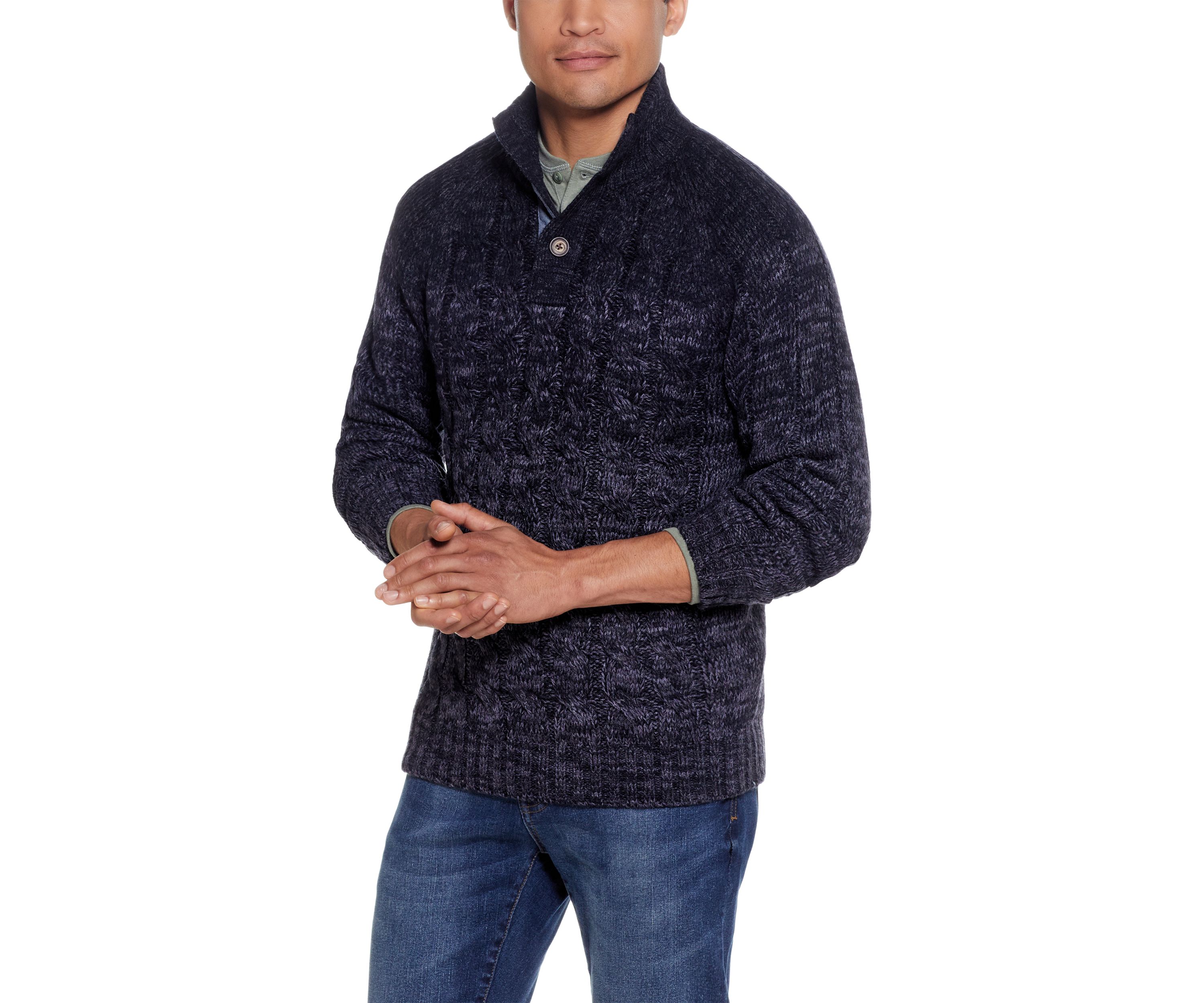 Long Sleeve Button Mock Sweater 