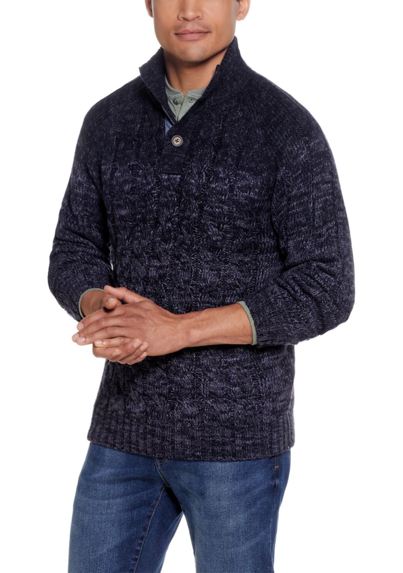 Long Sleeve Button Mock Sweater 