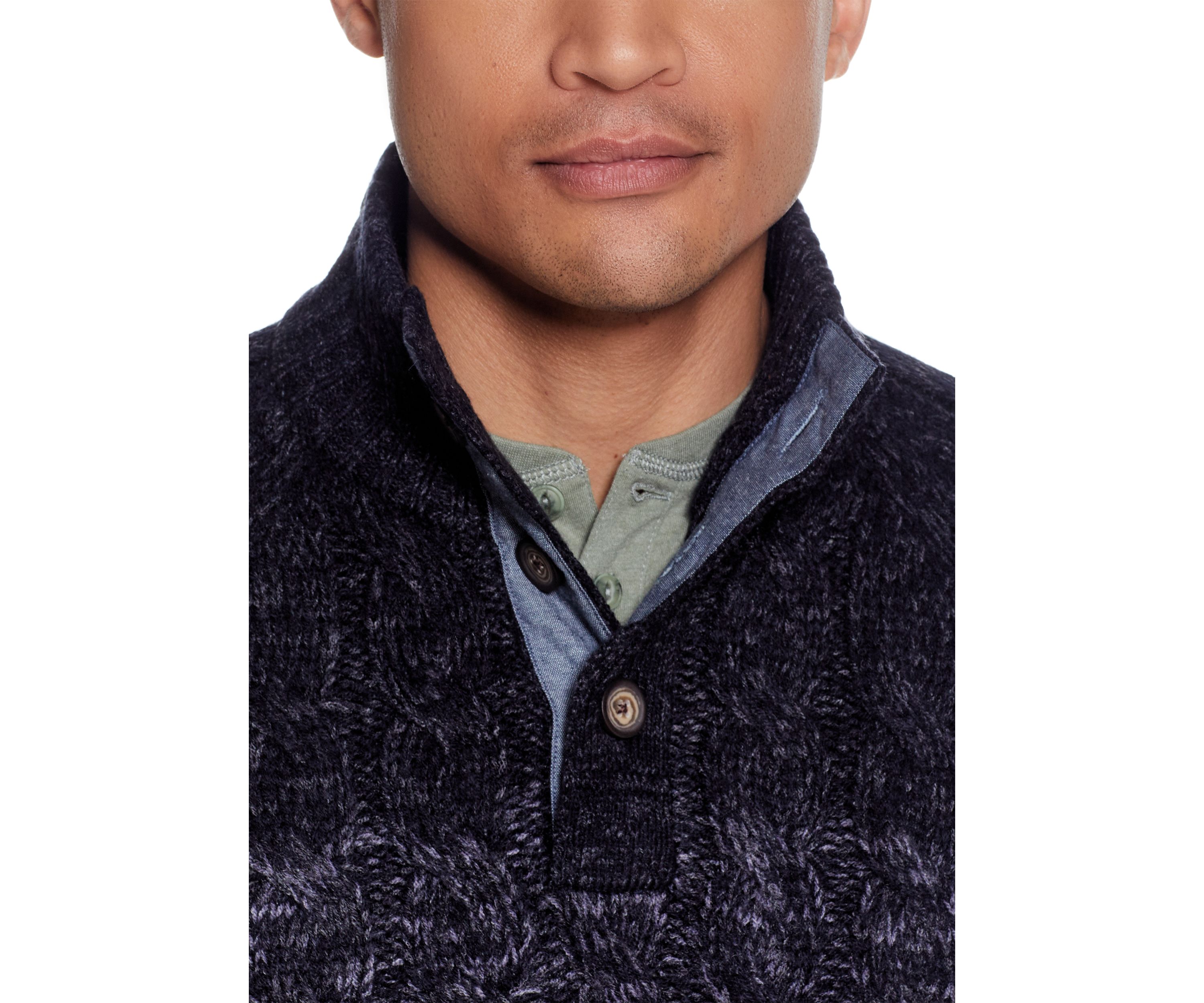 Long Sleeve Button Mock Sweater 