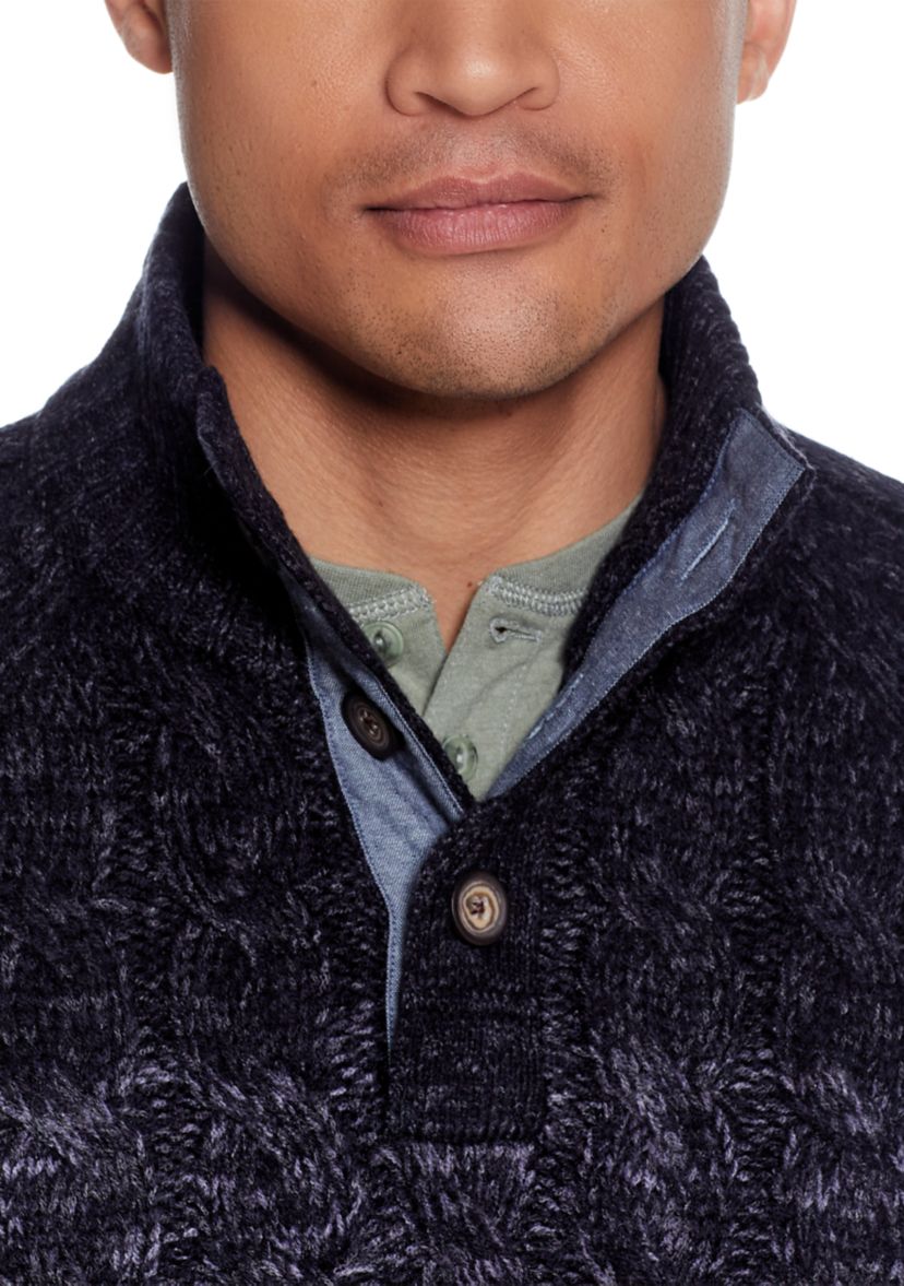Long Sleeve Button Mock Sweater 