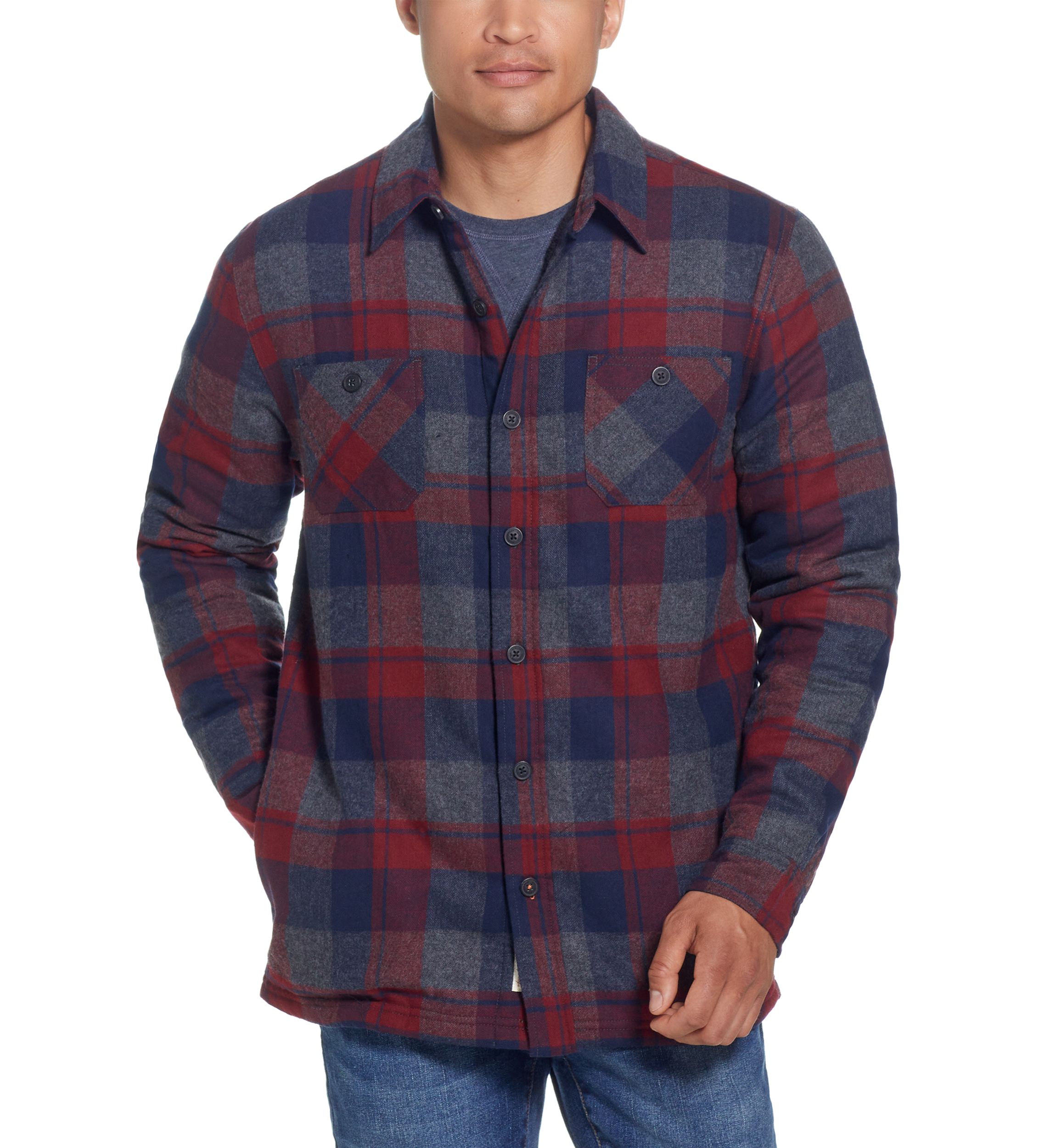 Mens Sherpa Lined Flannel Shirt Jacket