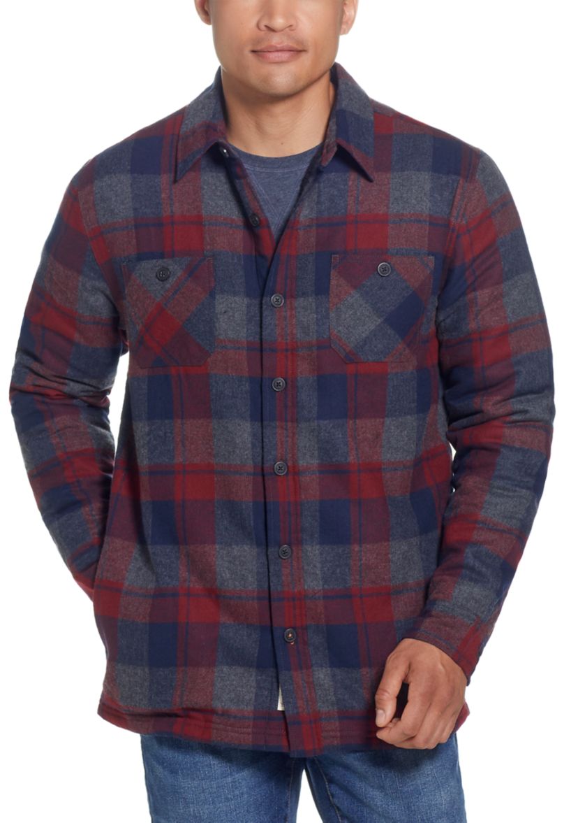 Mens Sherpa Lined Flannel Shirt Jacket