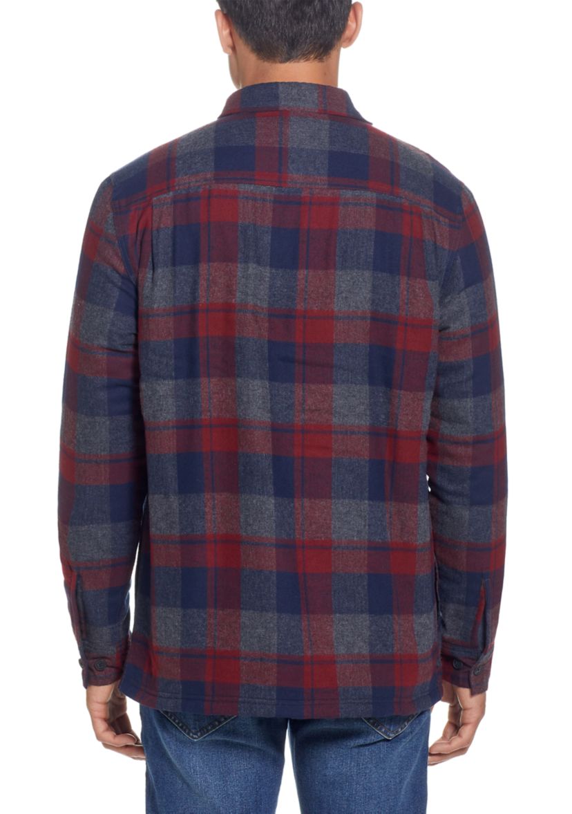 Mens Sherpa Lined Flannel Shirt Jacket