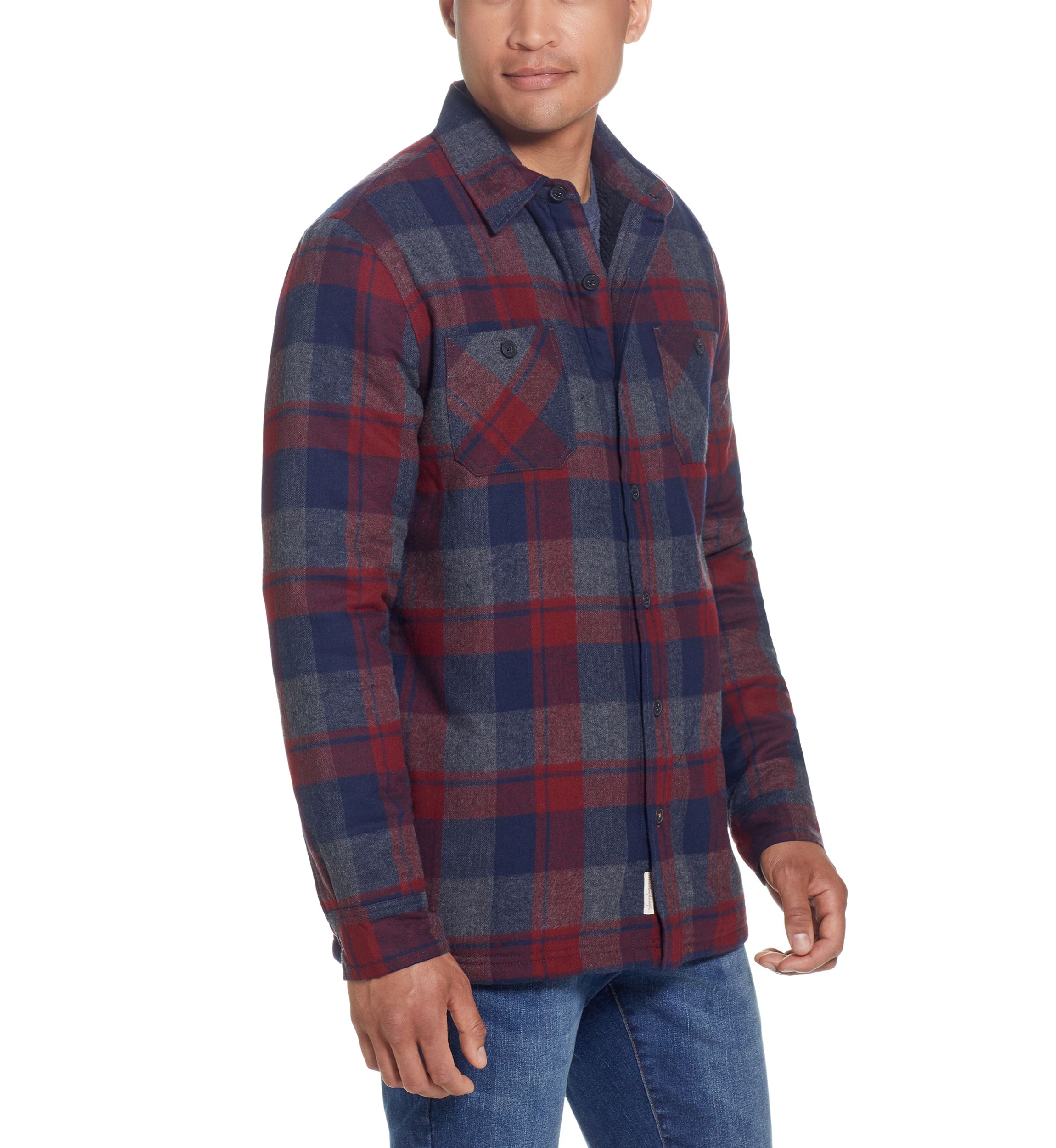 Mens Sherpa Lined Flannel Shirt Jacket