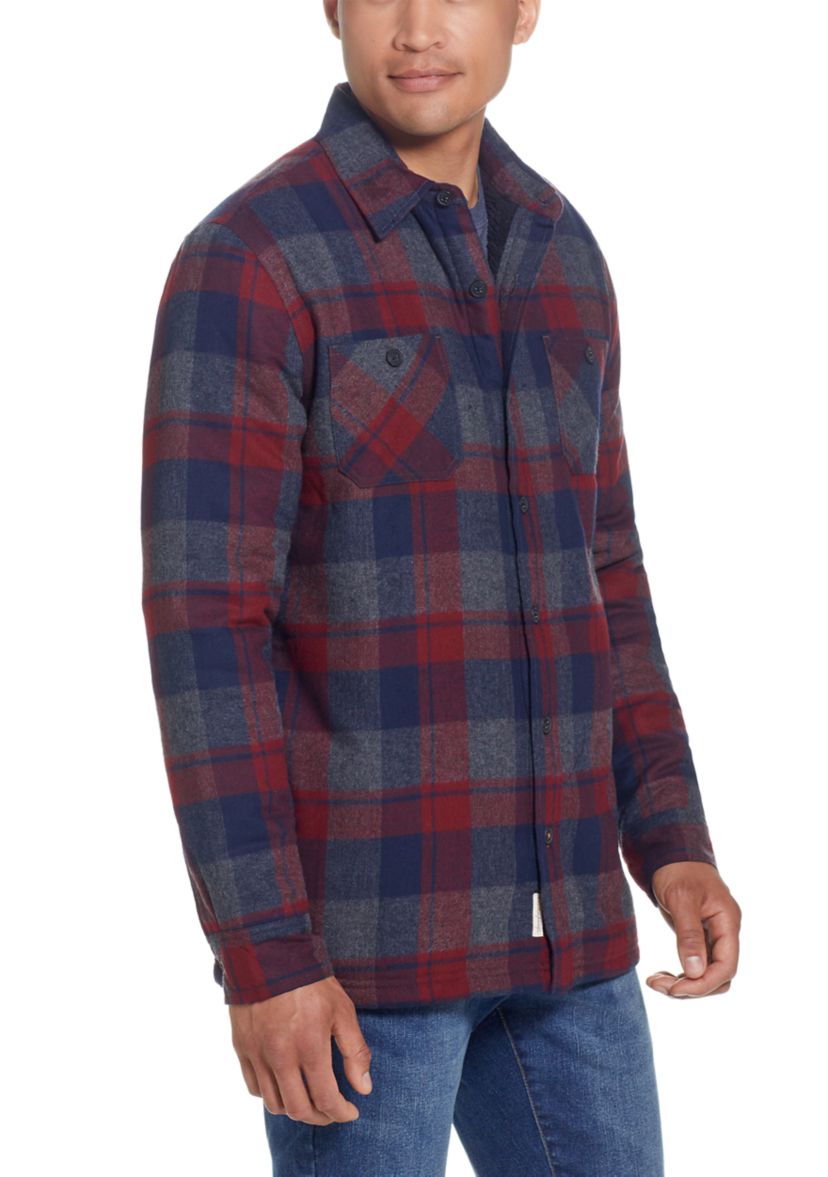 Mens Sherpa Lined Flannel Shirt Jacket