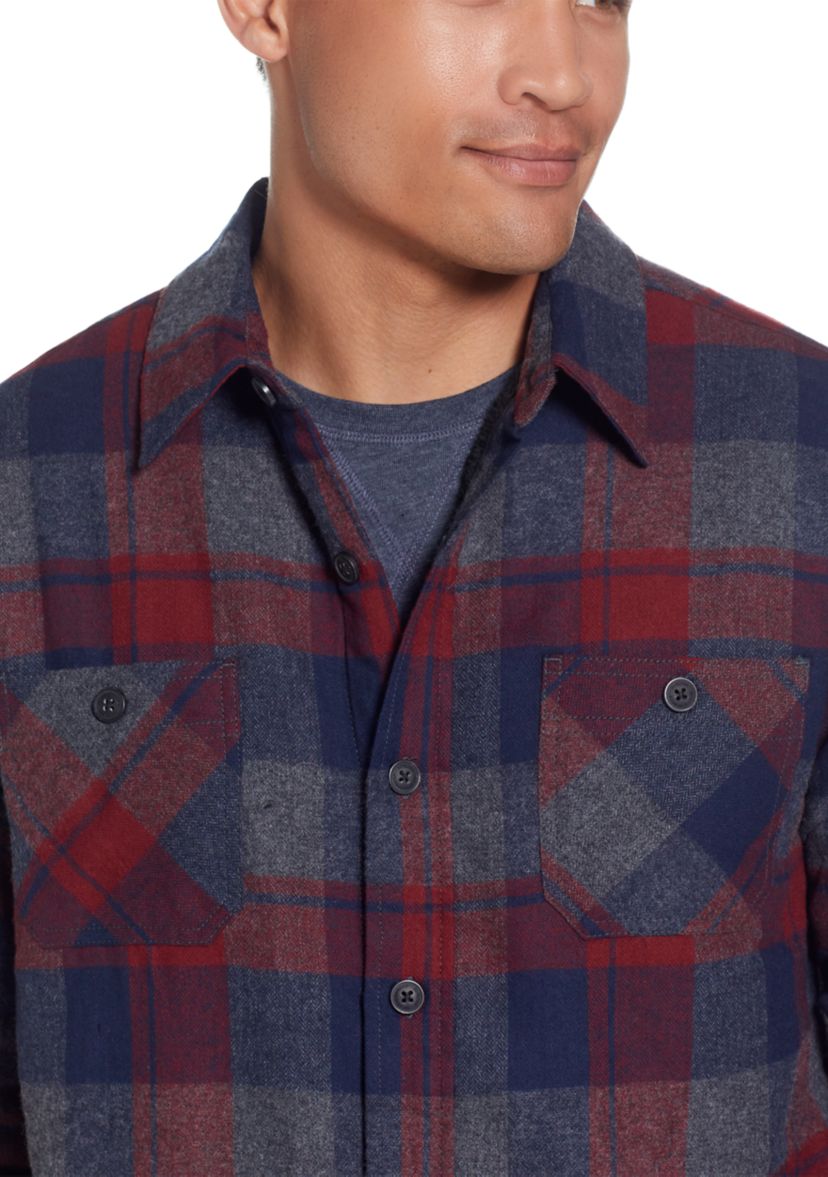 Mens Sherpa Lined Flannel Shirt Jacket