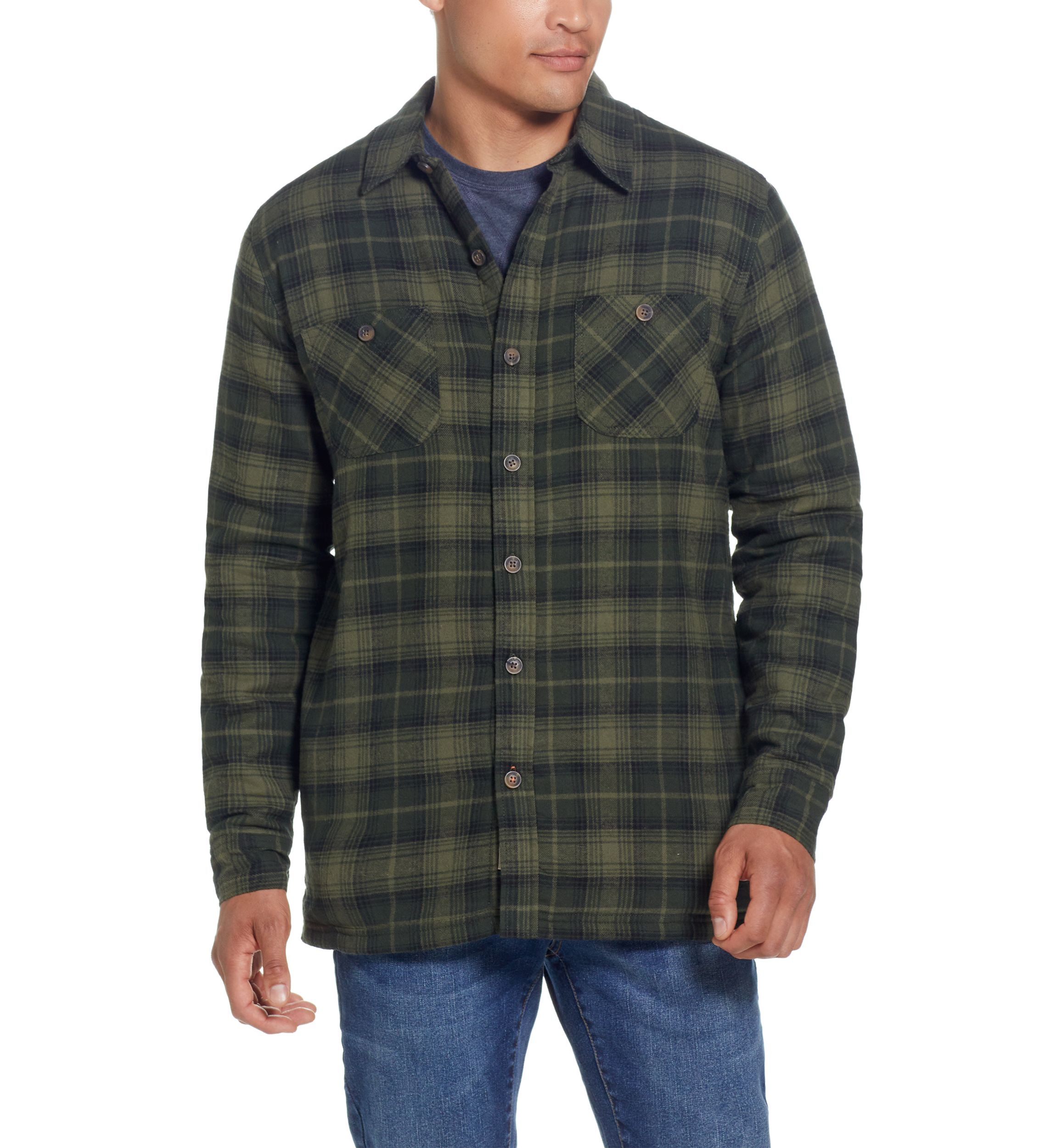 Mens Sherpa Lined Flannel Shirt Jacket