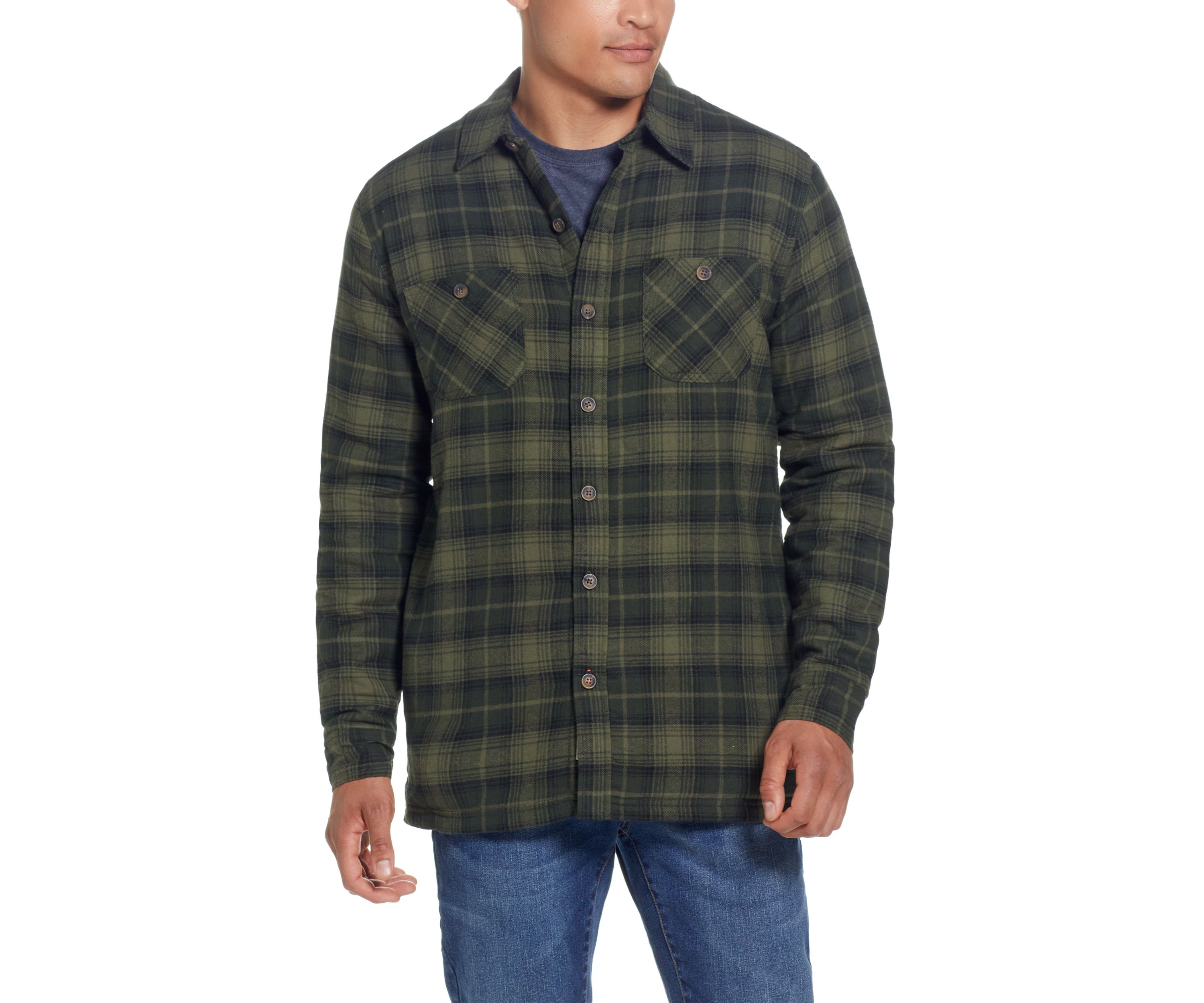 Mens Sherpa Lined Flannel Shirt Jacket